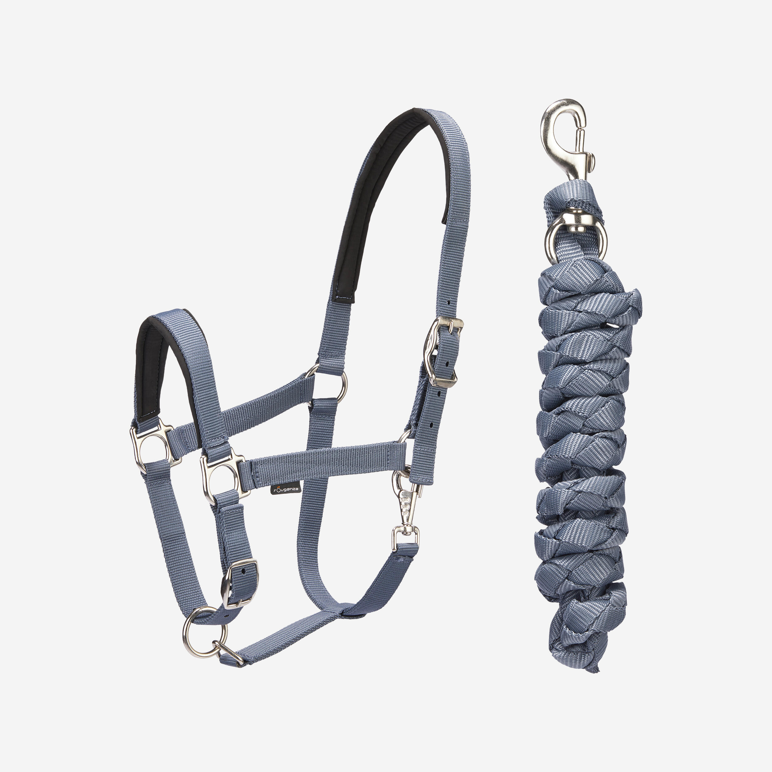 Fouganza Halfter + Führstrick Pony/Pferd grau