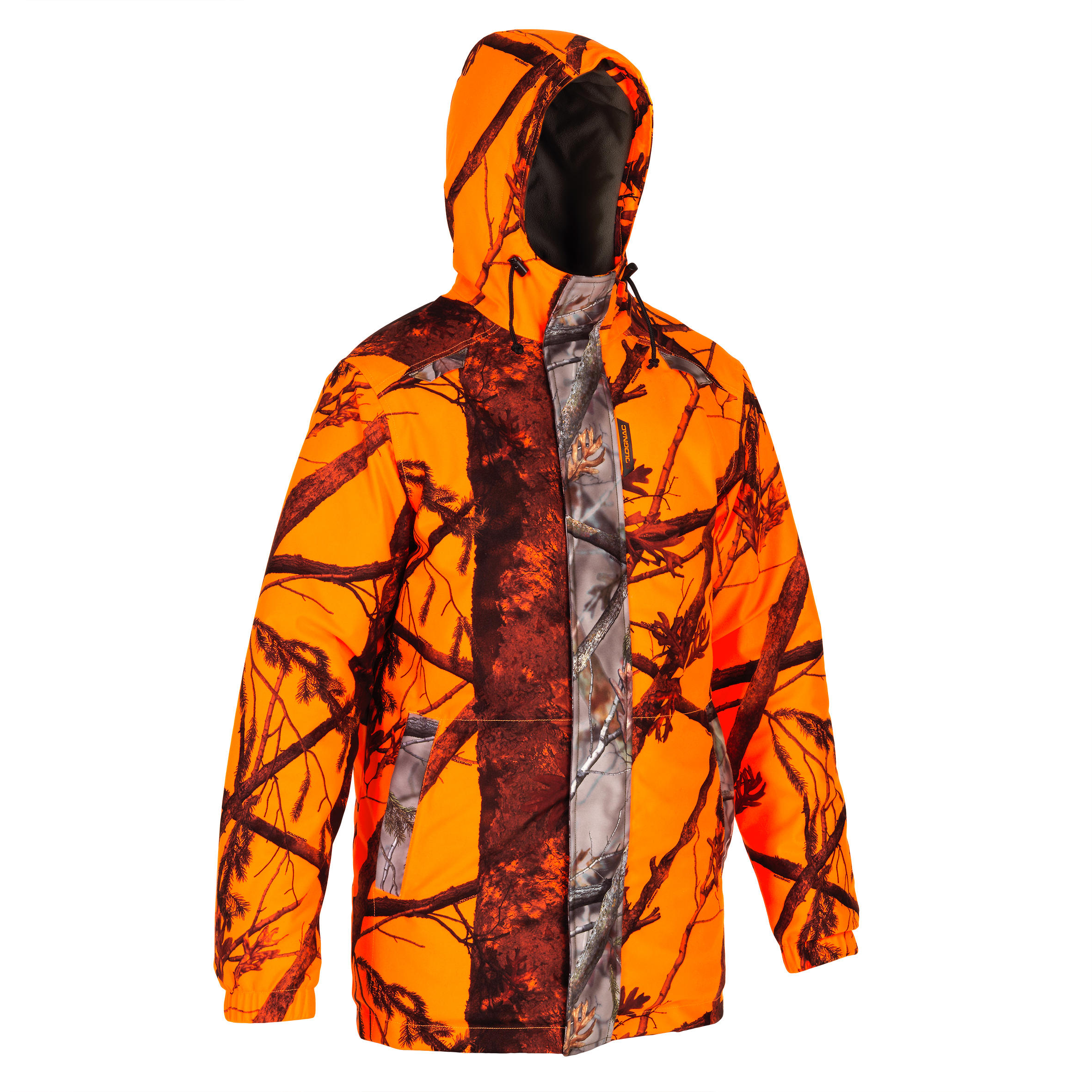 Solognac Jagdjacke Regenjacke 100 Ansitz geräuscharm camouflage/orange