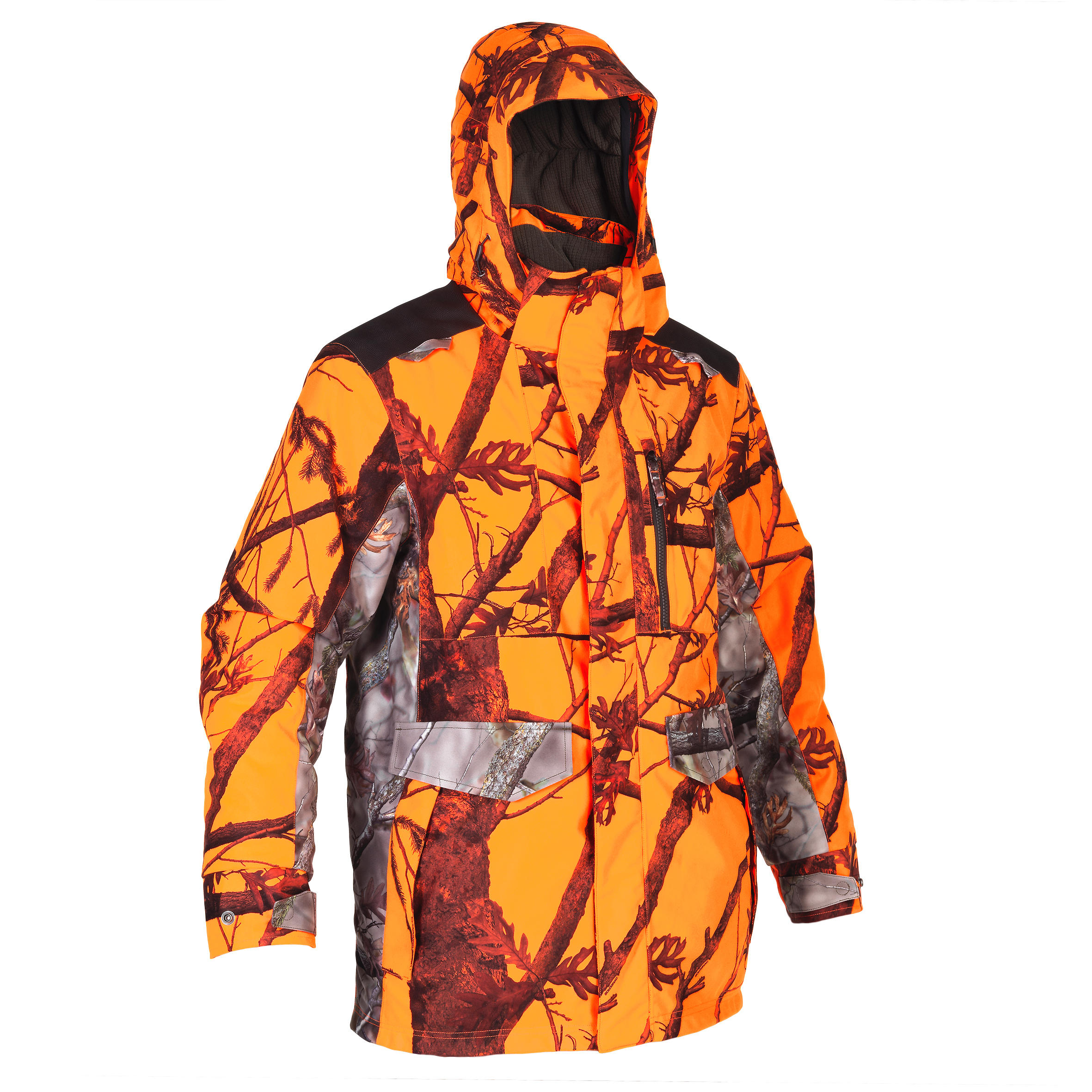 Solognac Jagdjacke Regenjacke 500 warm geräuscharm camouflage/orange