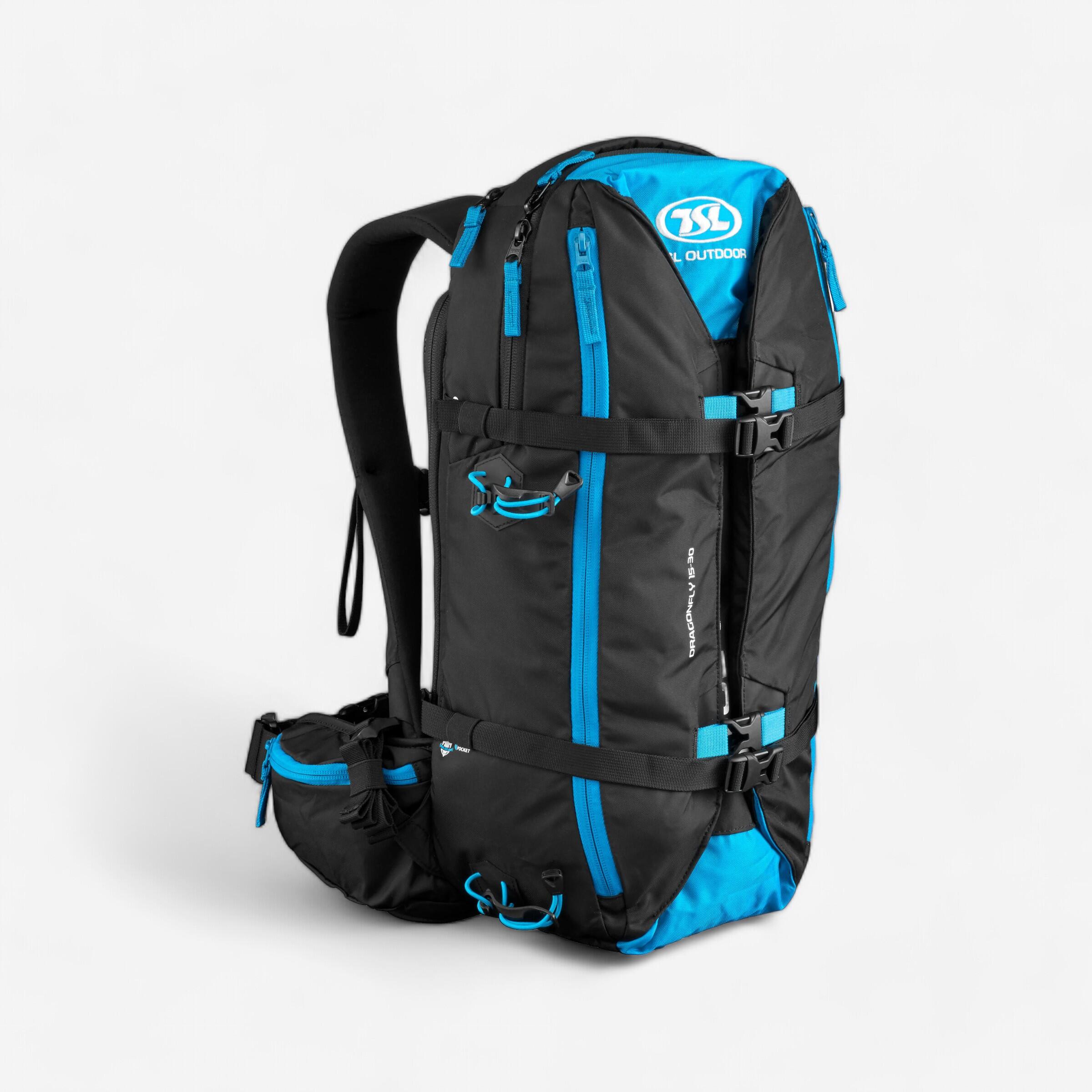 Tsl Rucksack mit Schneeschuhhalterung TSL Dragonfly 15/30 Liter schwarz/blau