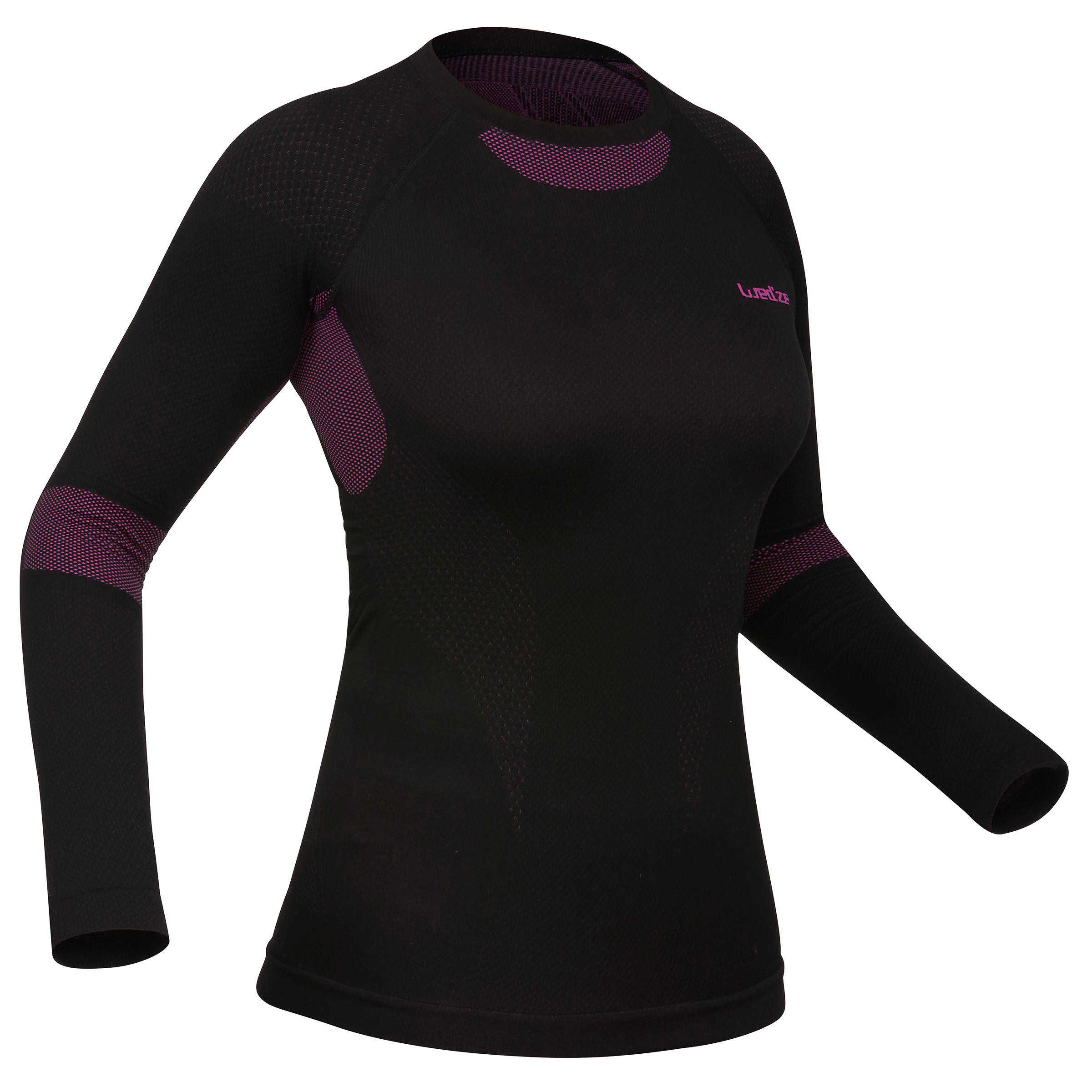 Wedze Skiunterwäsche Funktionsshirt Damen - BL 580 I-Soft schwarz/violett