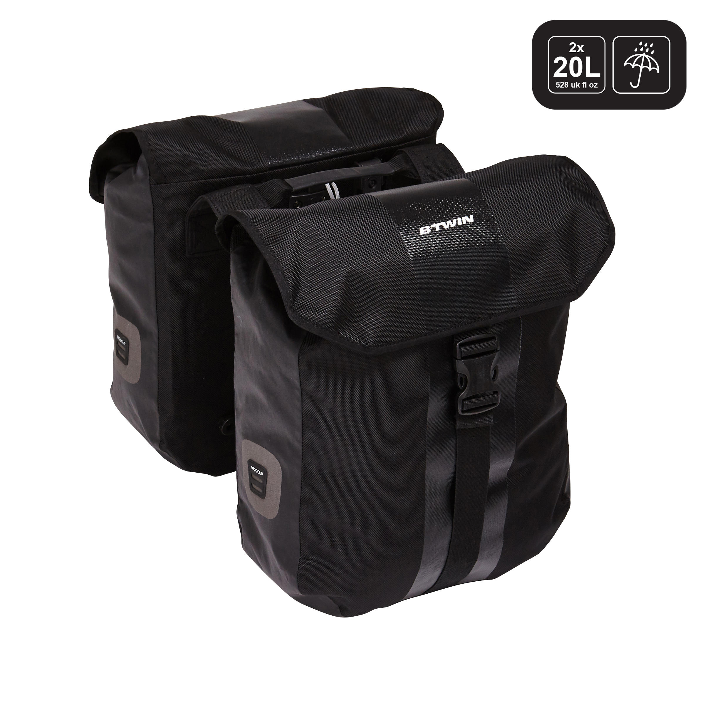 Elops Doppel-Fahrradtasche 540 2 × 20 Liter wasserdicht für Gepäckträger