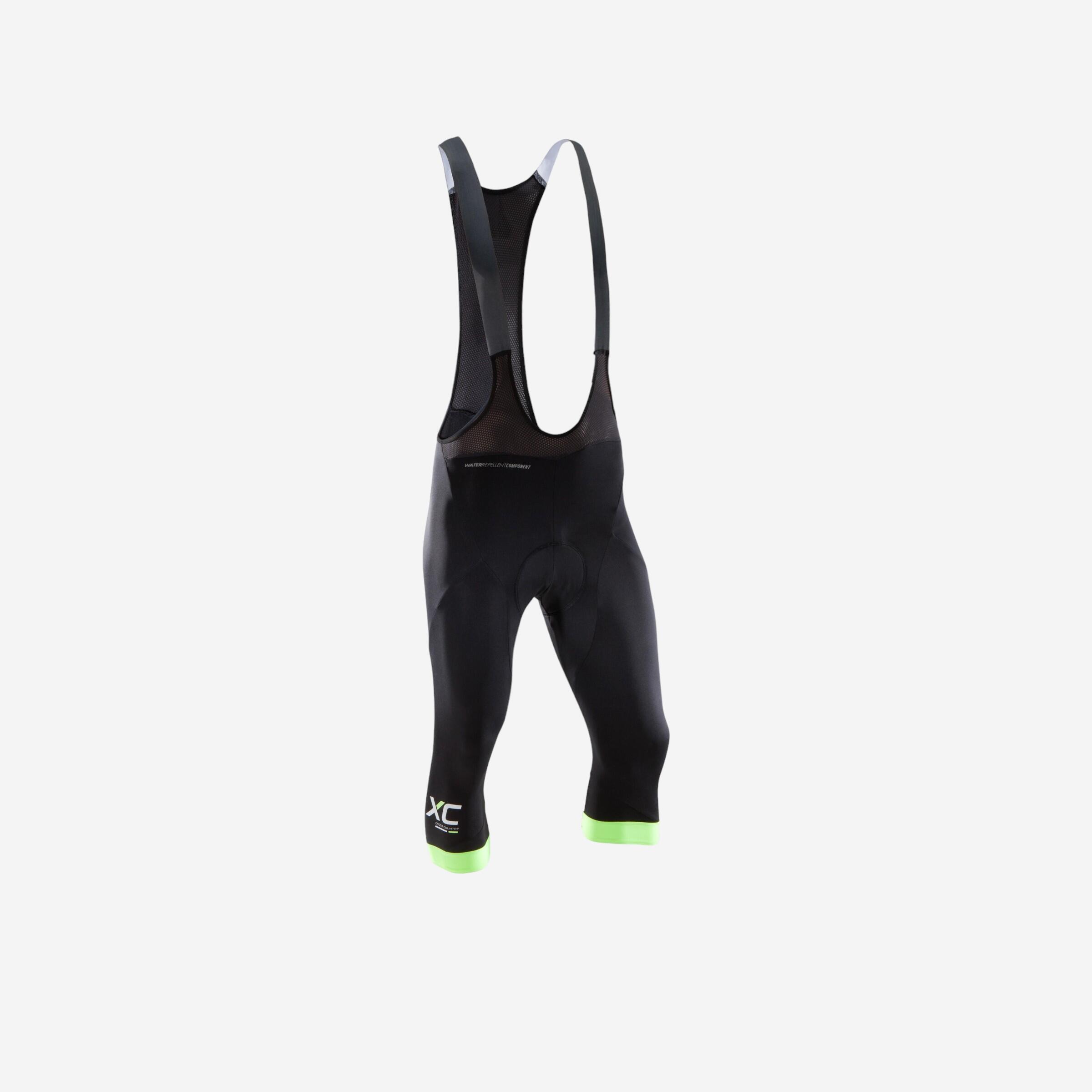 Rockrider Radhose ¾-Länge MTB XC mit Trägern Pro Cut schwarz/neongelb