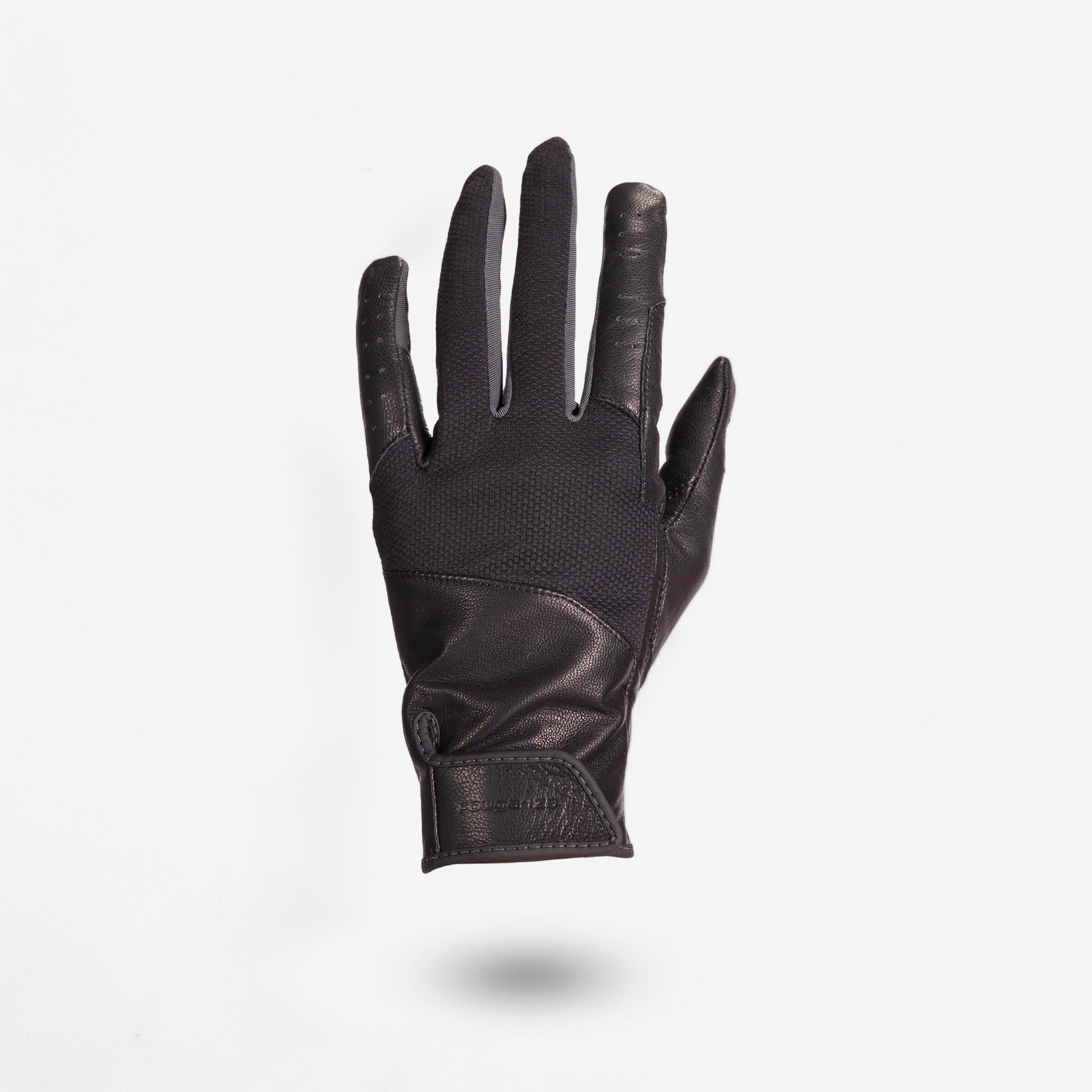 Fouganza Reithandschuhe 960 Leder Damen schwarz