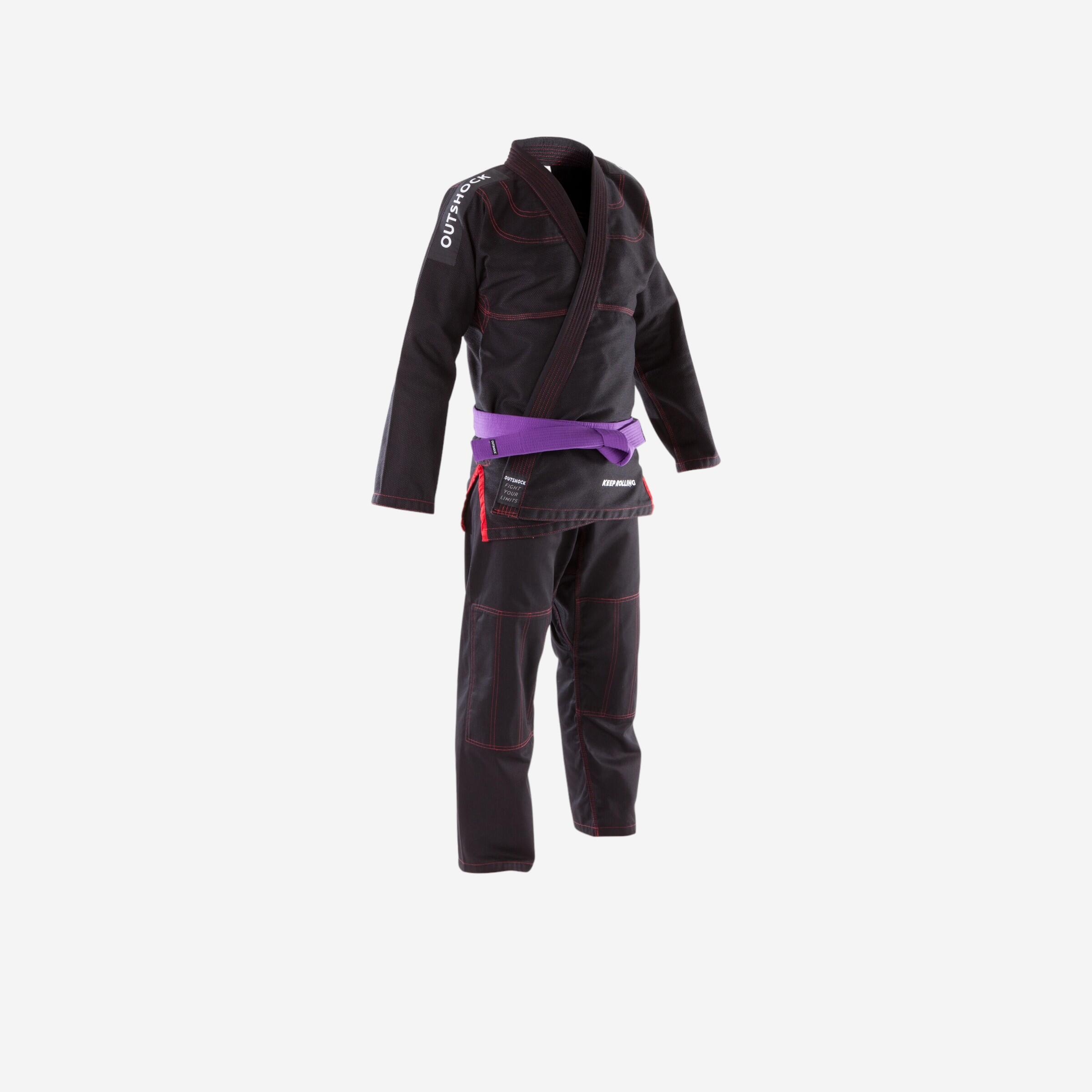 Outshock Kimono Brasilianisches Jiu-Jitsu BJJ 500 Erwachsene schwarz (OHNE GÜRTEL)