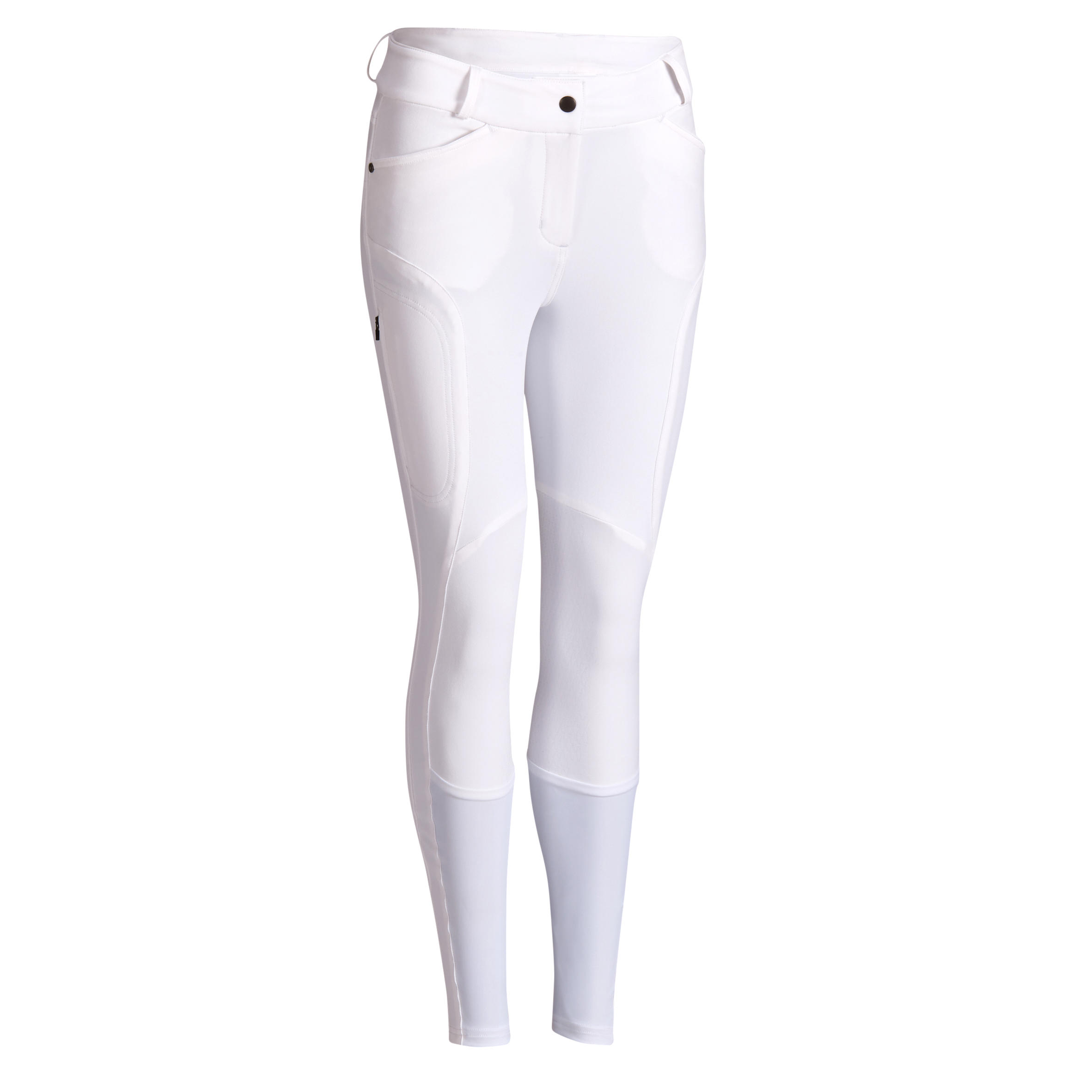 Fouganza Turnierreithose 560 Kniebesatz Grip Damen weiß