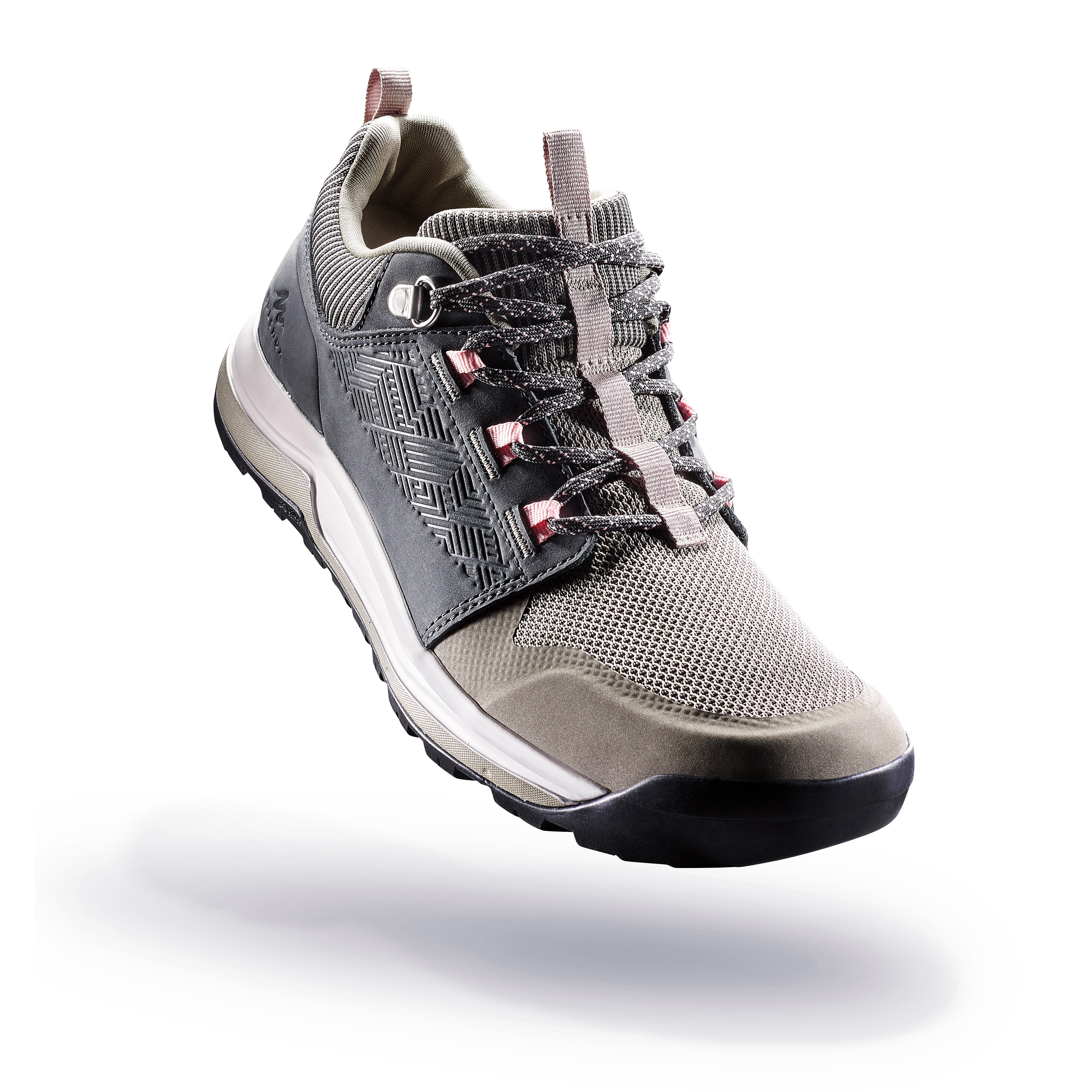 Quechua Wanderschuhe Naturwandern NH500 Leder Damen beige/khaki
