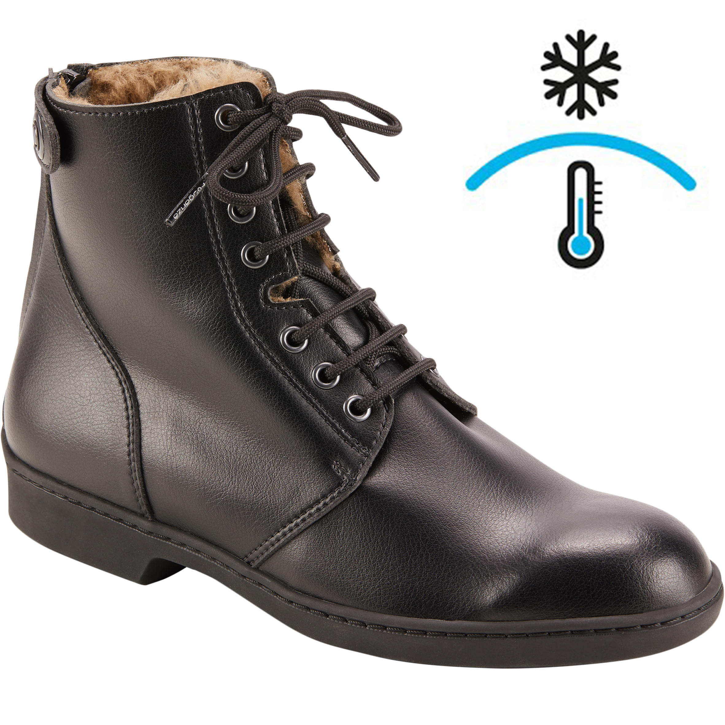 Fouganza Winter-Reitstiefeletten 500 geschnürt warm Erwachsene schwarz