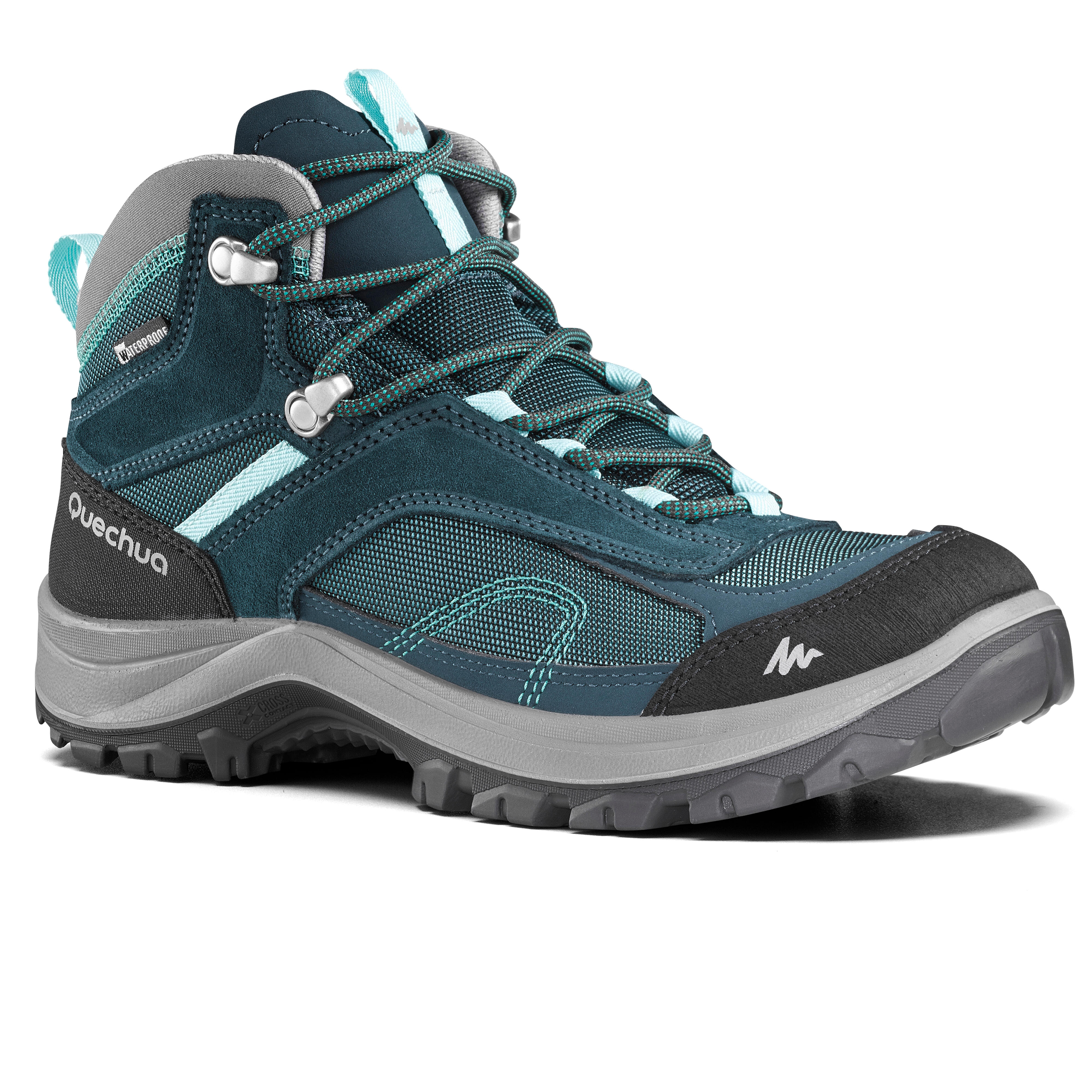 Quechua Wanderschuhe Bergwandern MH100 halbhoch Wasserdicht Damen türkis