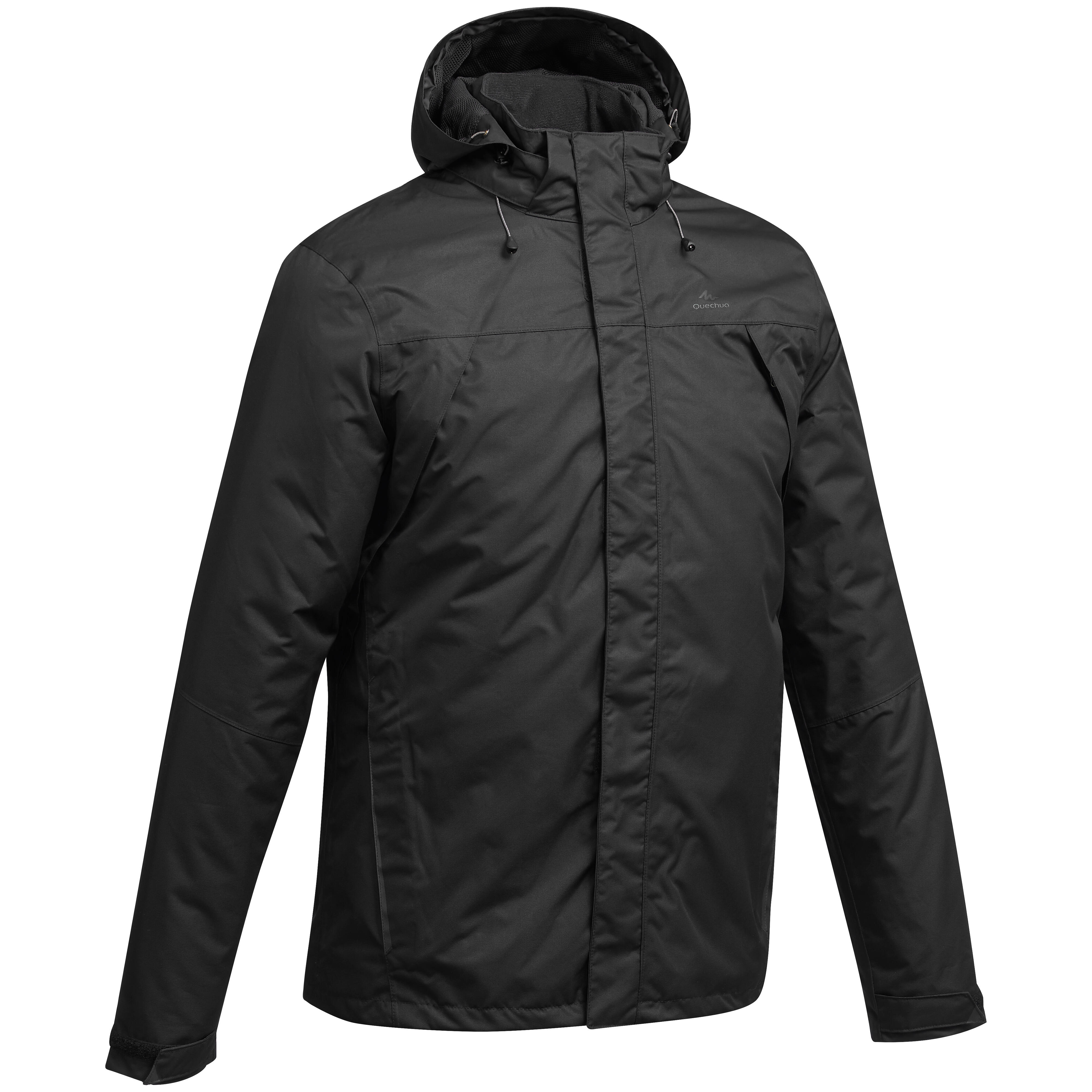 Quechua Wanderjacke MH100 wasserdicht leicht Herren schwarz