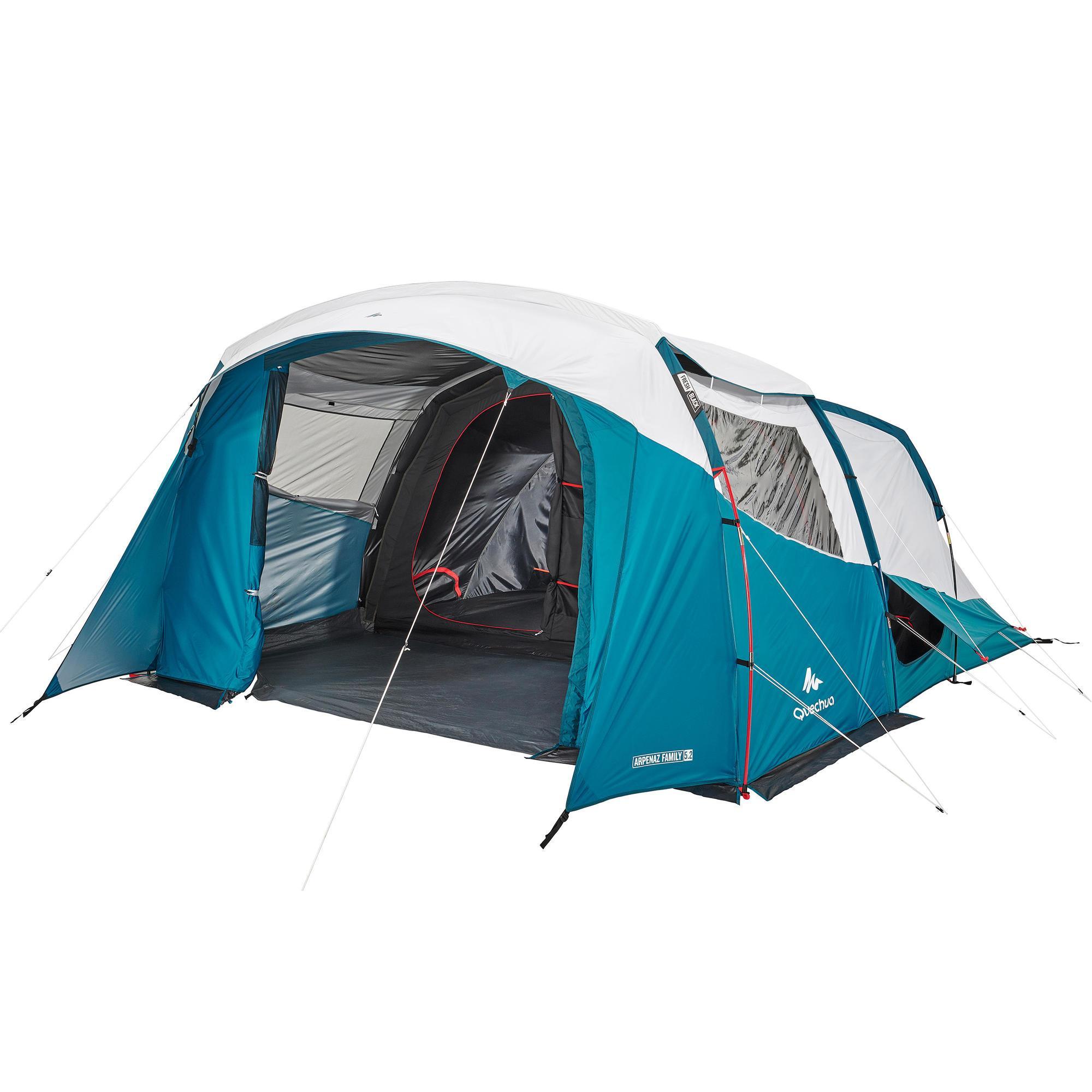 Quechua Familienzelt Stangenaufbau Fresh & Black - Arpenaz 5.2 für 5 Personen 2 Kabinen