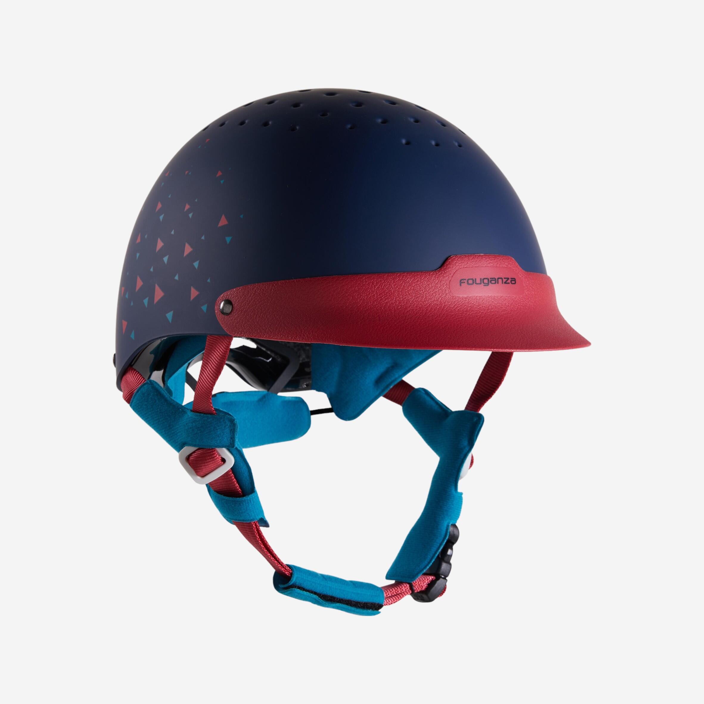 Fouganza Reithelm 120 größenverstellbar Kinder Erwachsene marineblau/royalblau