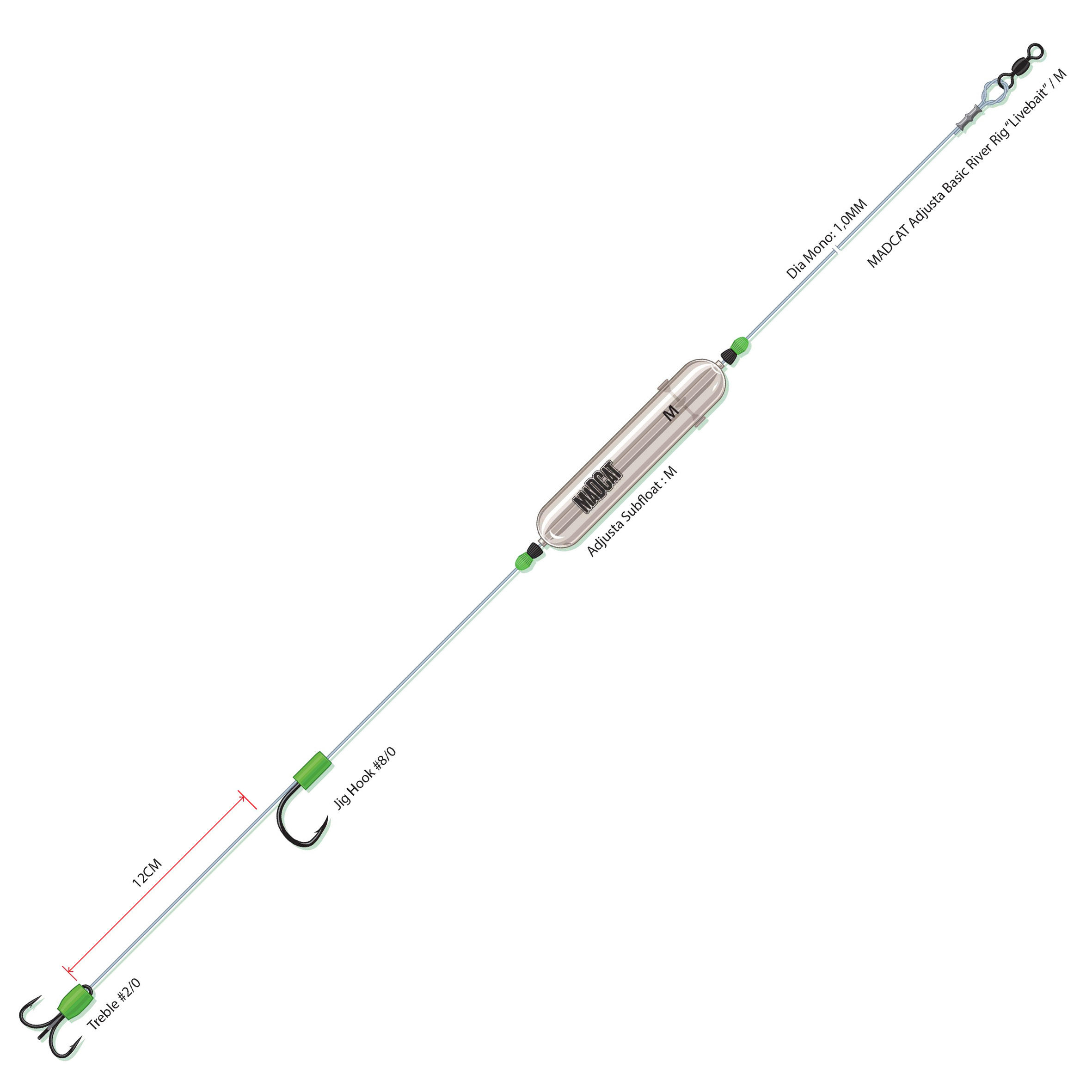 Madcat Montage Madcat Basic Rig „Livebait“ Welsangeln