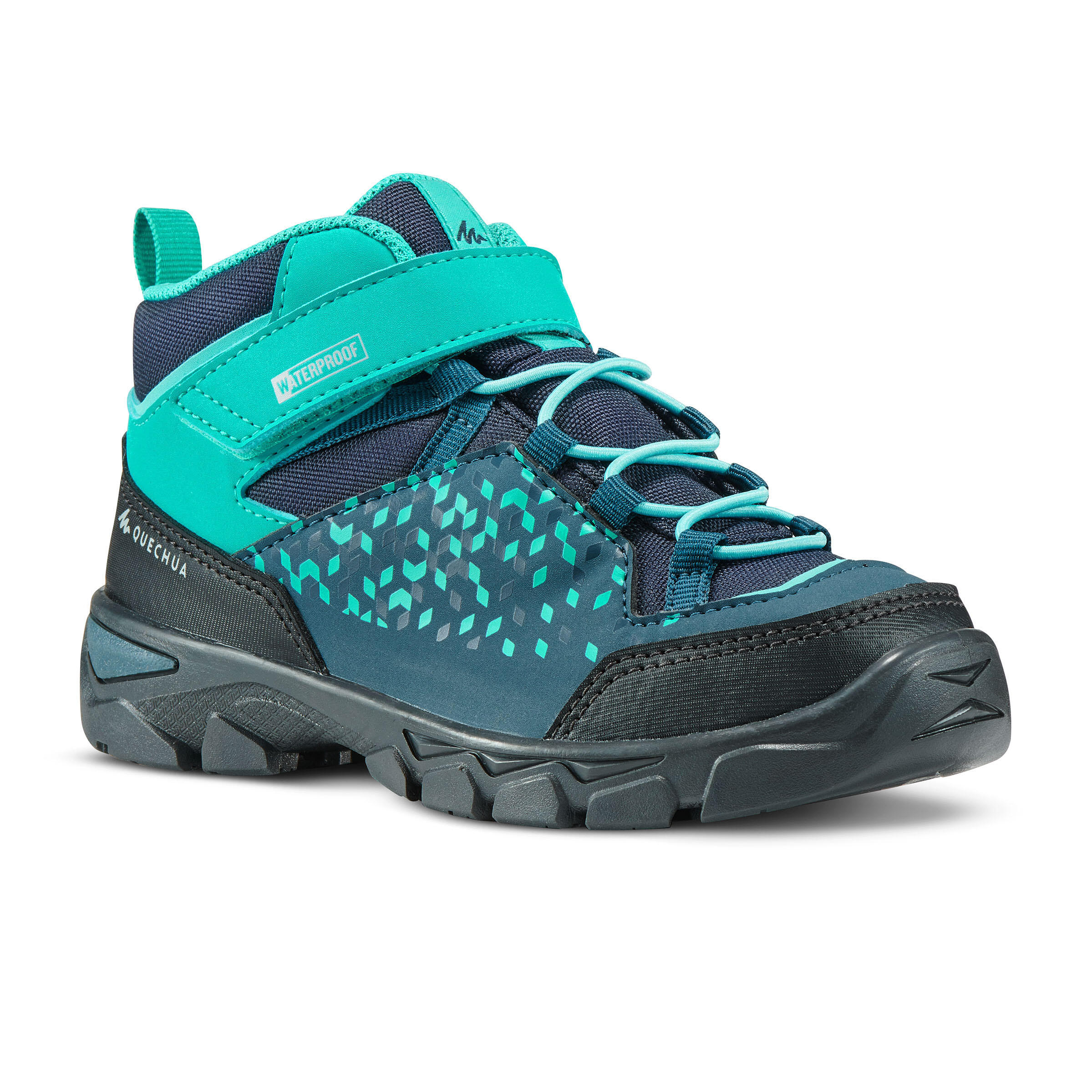 Quechua Wanderschuhe MH120 halbhoch wasserdicht Klett Kinder Gr. 28–34 türkis
