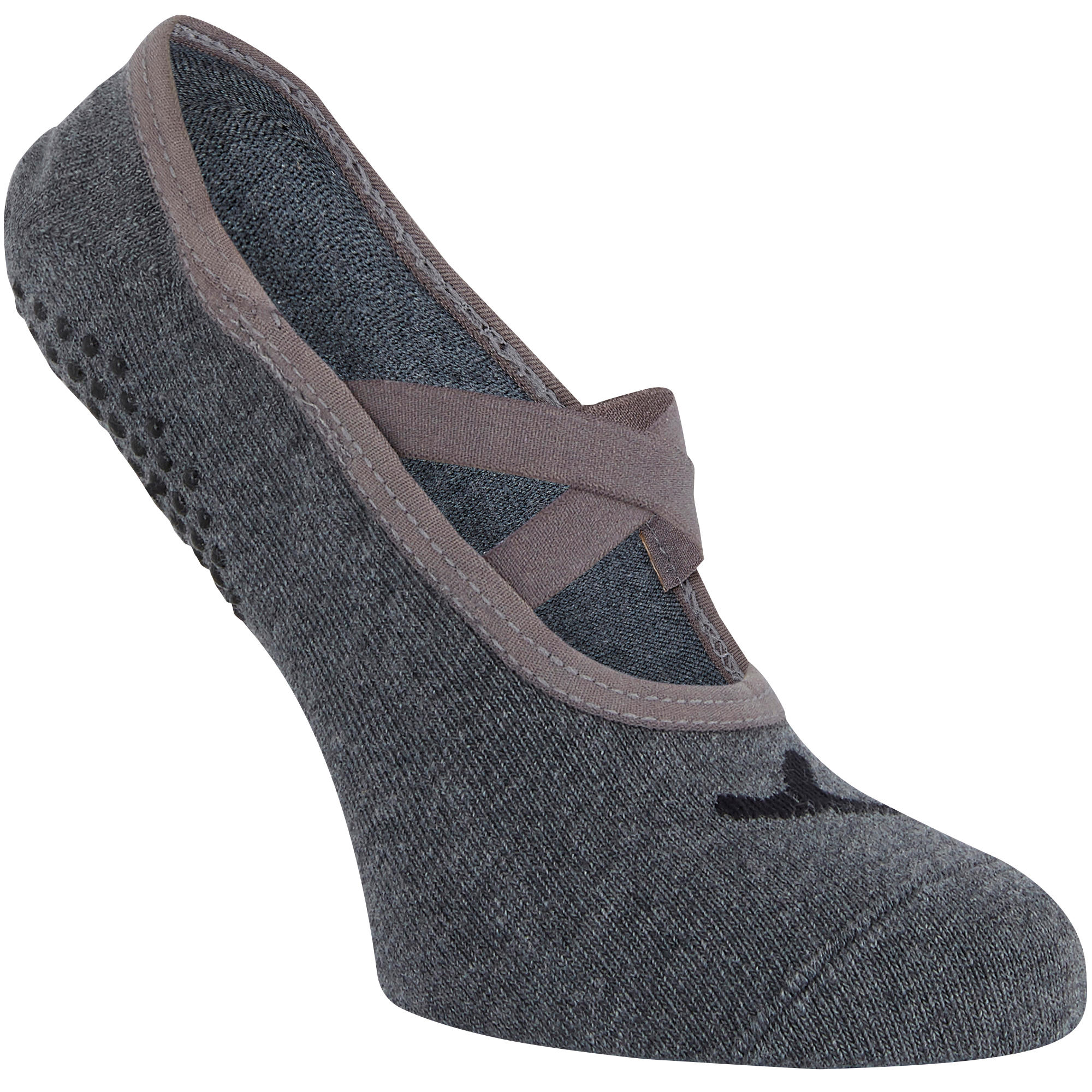 Domyos Ballerina-Socken rutschfest 500 Fitness Baumwolle Damen schwarz