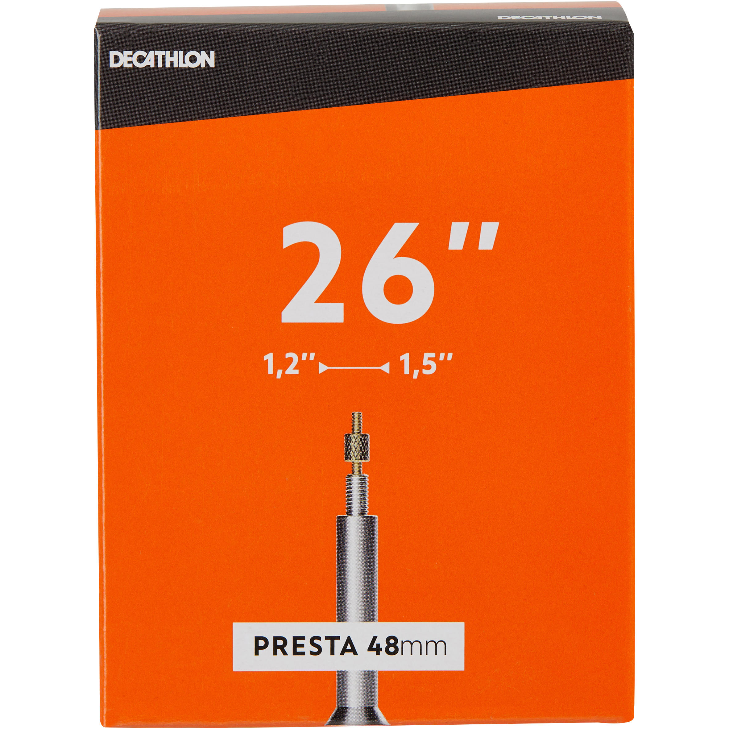 Decathlon Fahrrad-Schlauch MTB 26×1,2/1,5 französisches Ventil (Presta) 48 mm