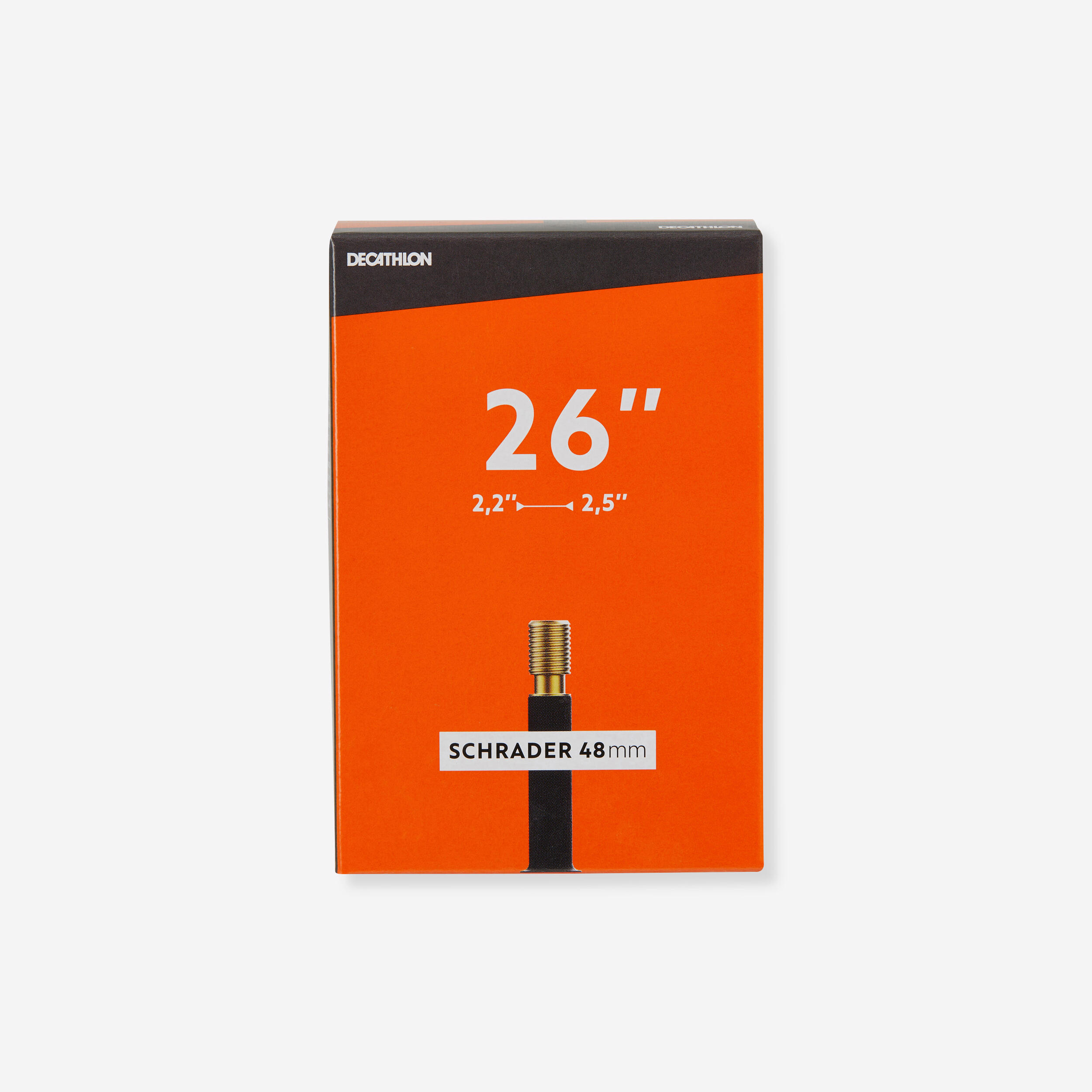 Decathlon Fahrradschlauch 26 × 2/2.5 mit Autoventil (Schrader) 48 mm