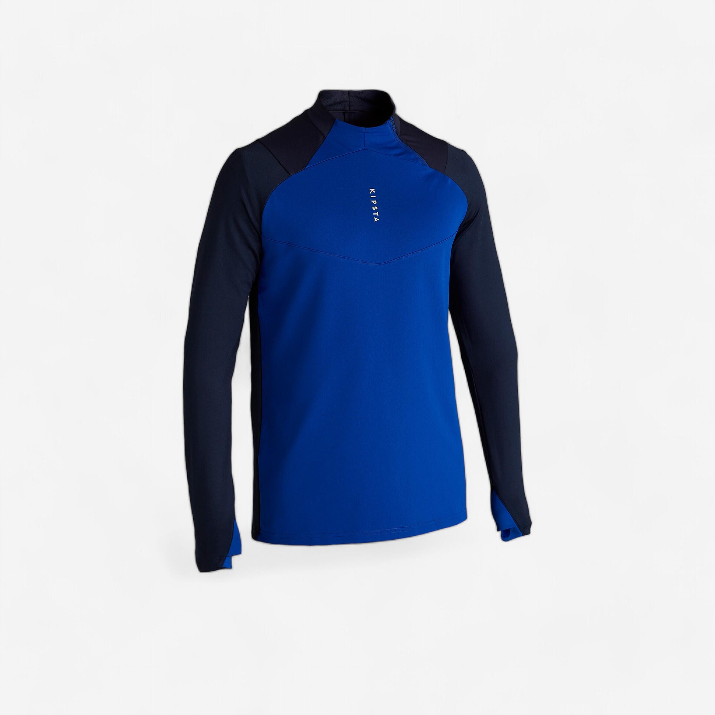 Kipsta Trainingsshirt Fussball T500 1/2 Zip Erwachsene schwarz