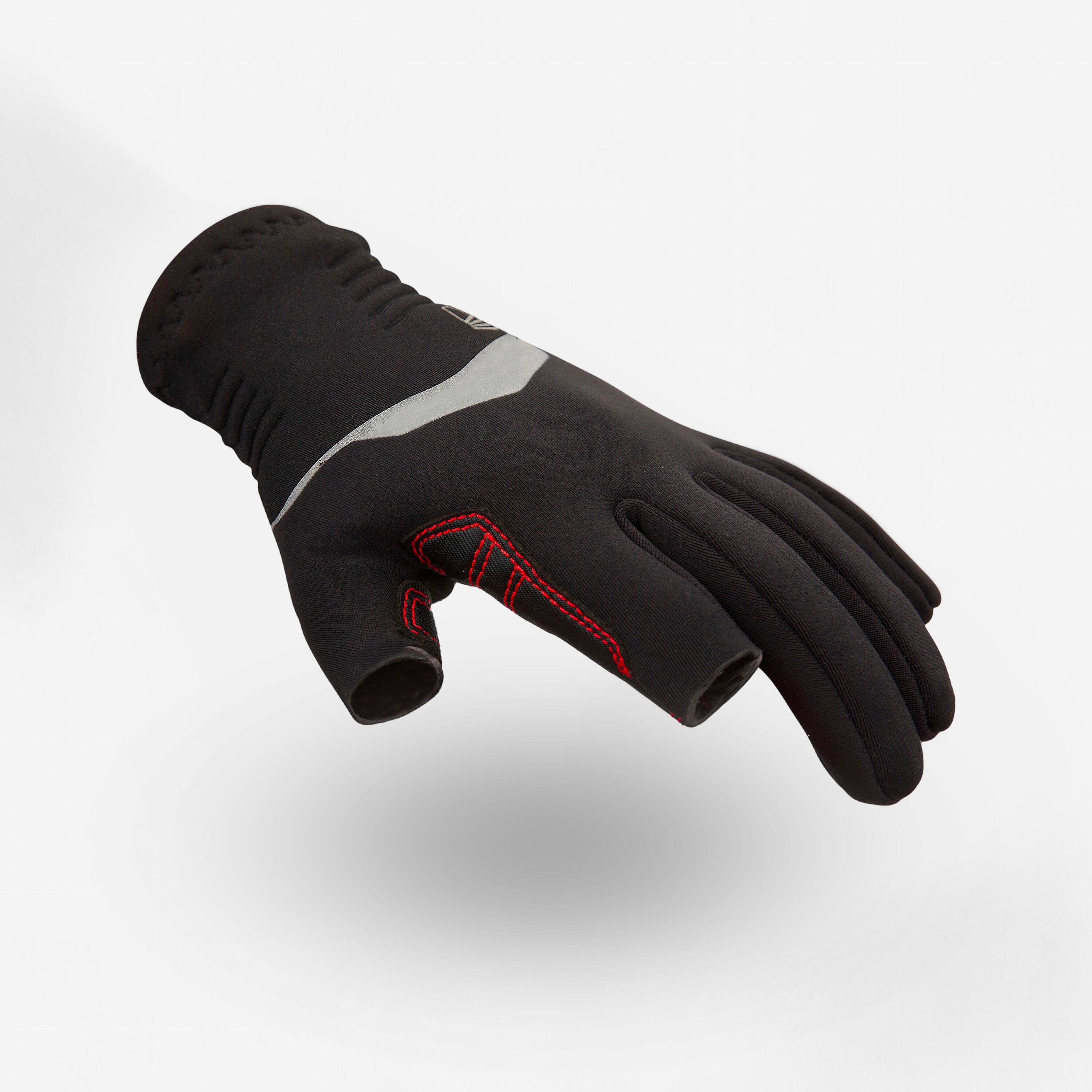 Tribord Segelhandschuhe Sailing 500 Zweifinger Neopren 1 mm Kinder schwarz