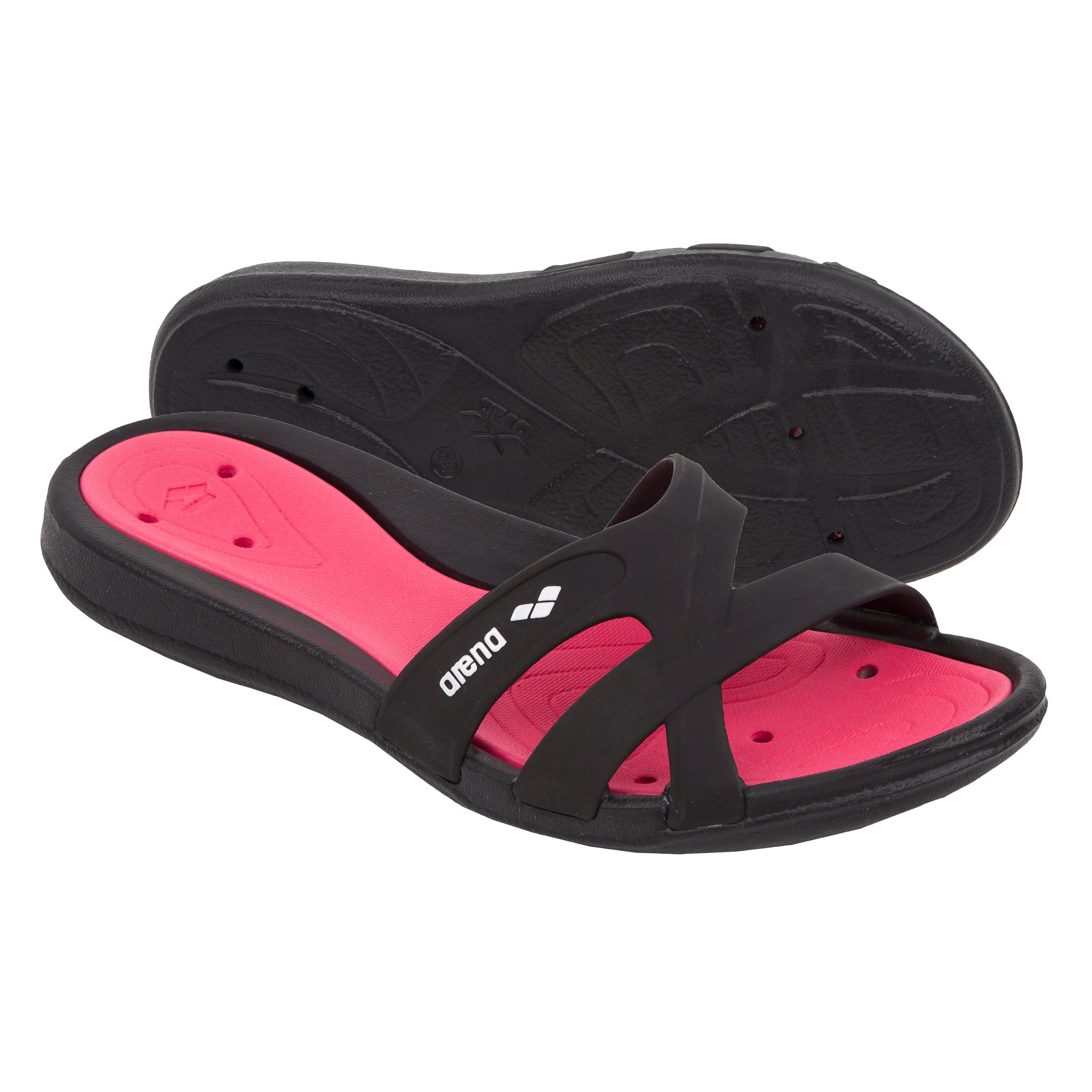 Arena Badelatschen Badesandalen Arena Athena Hook Damen schwarz/rosa