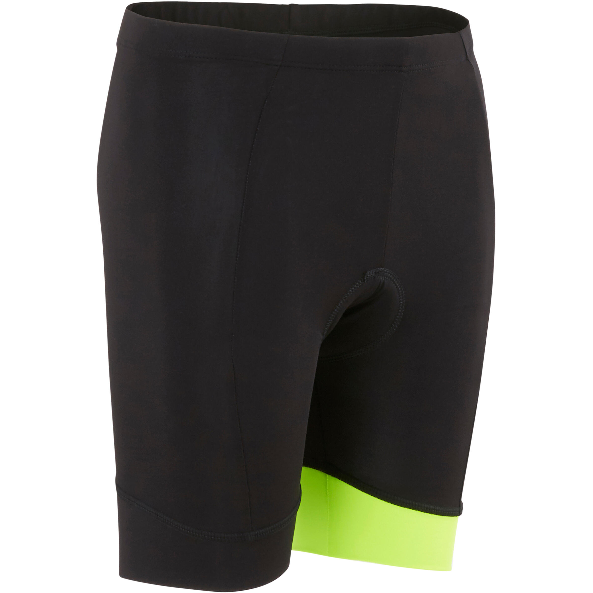 Btwin Radhose kurz 500 Kinder schwarz/neongelb