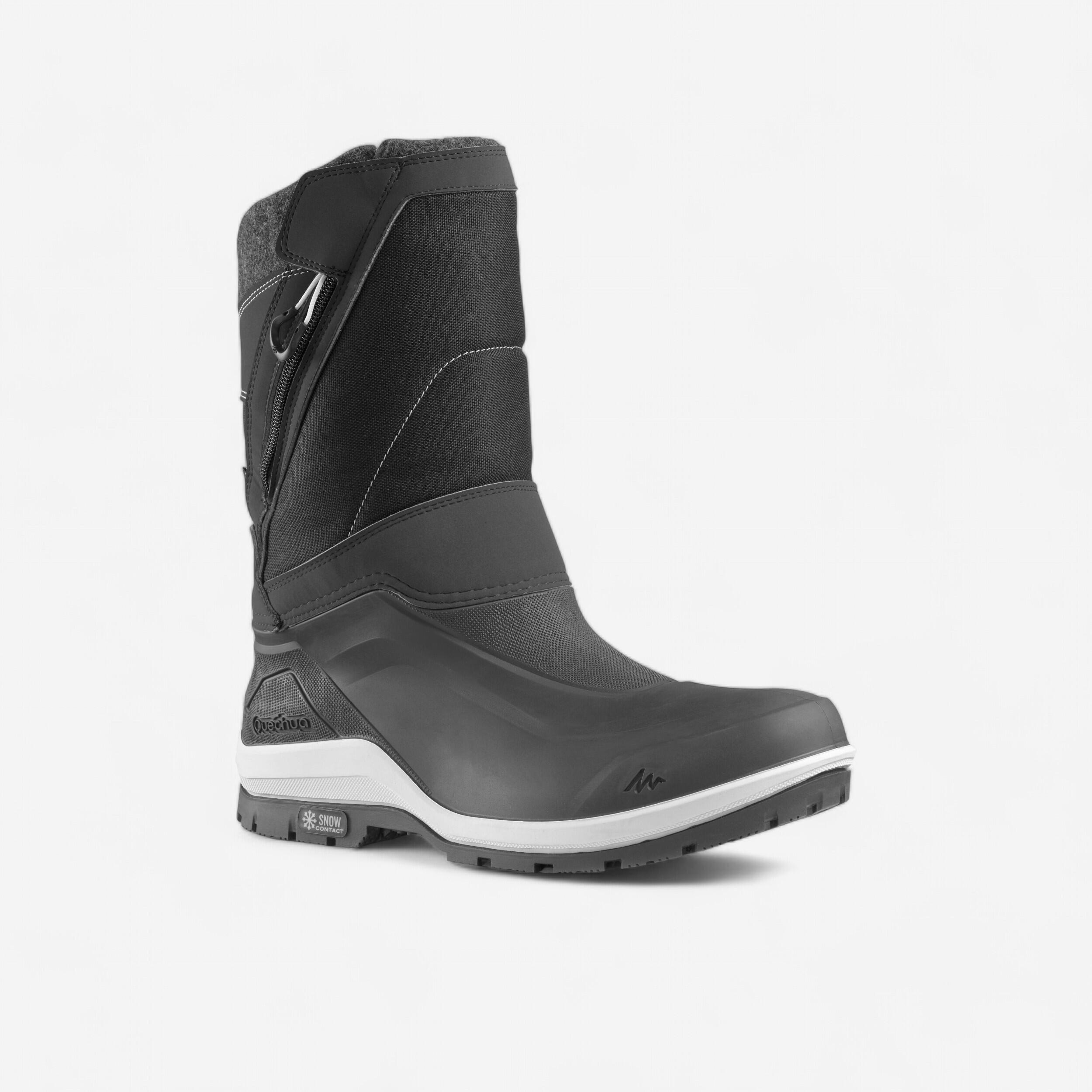 Quechua Schneestiefel Winterwandern SH500 X-Warm wasserdicht Reissverschluss Herren grau