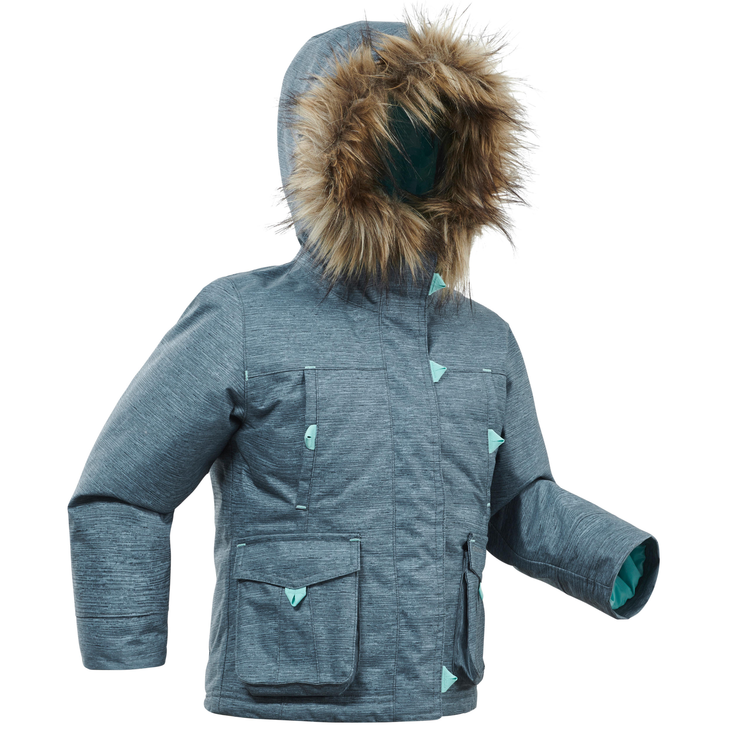 Quechua Winterjacke Parka Winterwandern SH500 U-Warm wasserdicht Kinder Gr. 92–116 grau