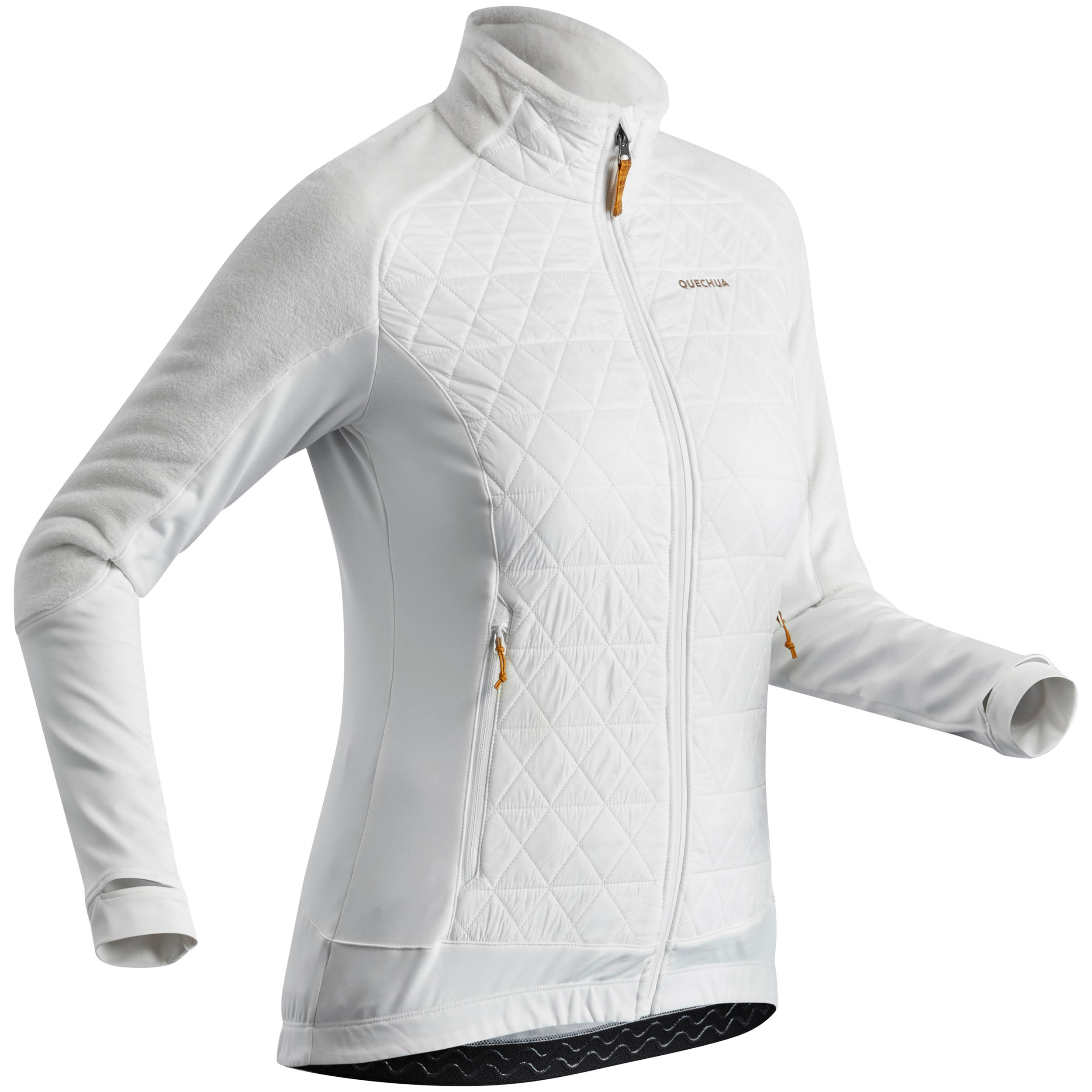 Quechua Fleecejacke Hybridjacke Winterwandern SH900 X-Warm Damen weiss