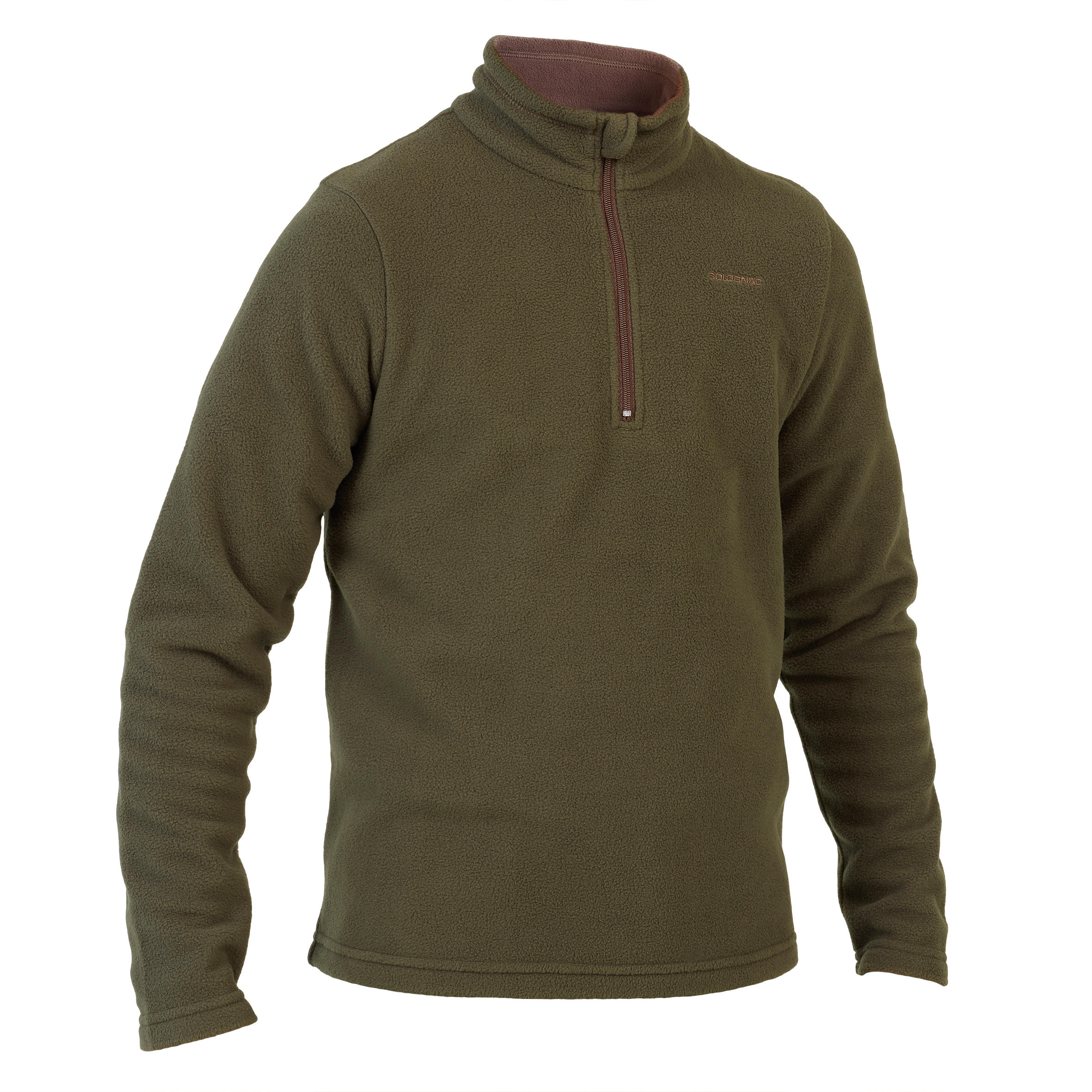Solognac Fleecepullover 100 Kinder 1/2 ZIP grün
