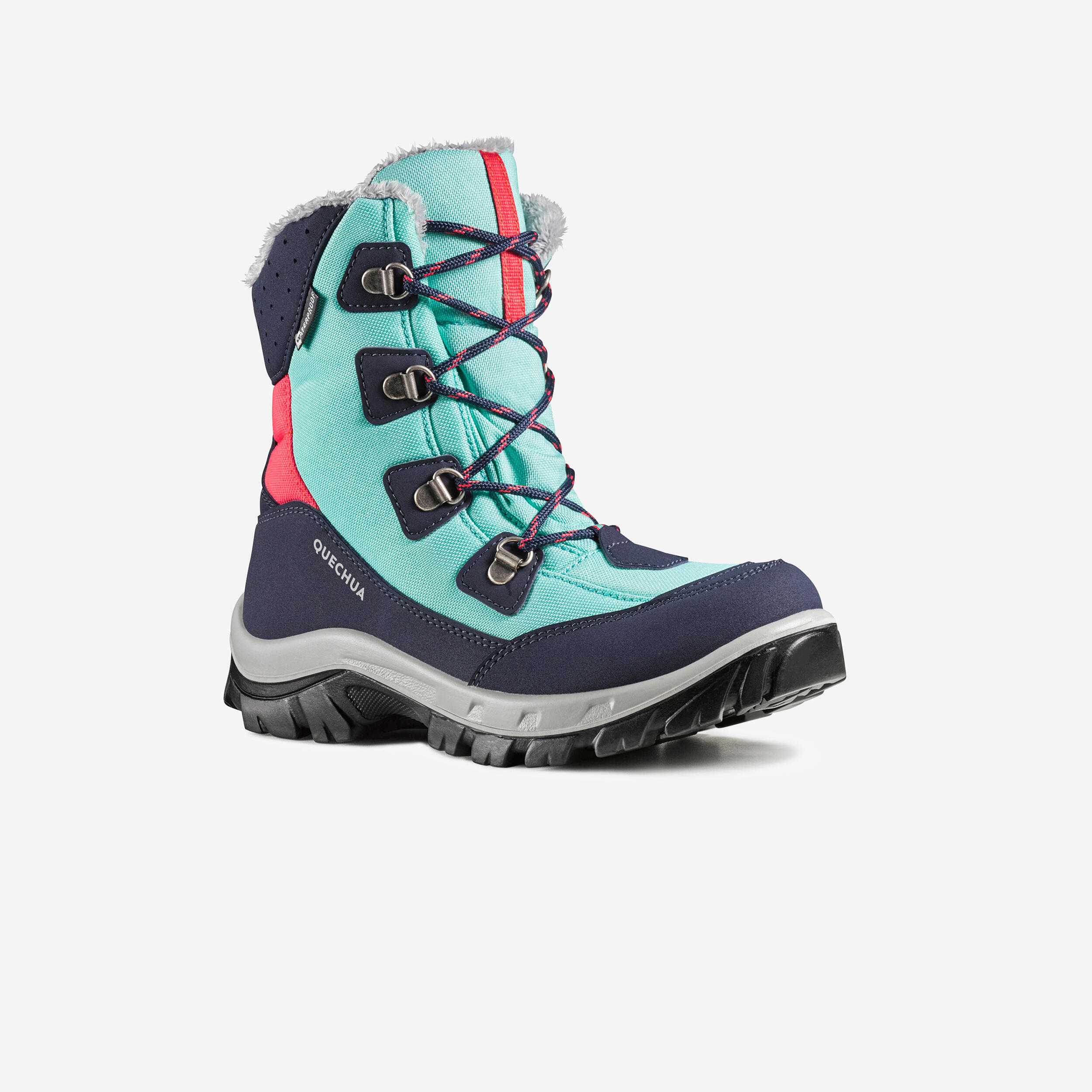 Quechua Winterschuhe Wandern SH500 Warm Wasserdicht Hoch Schnürung Kinder Gr.30–38 grün