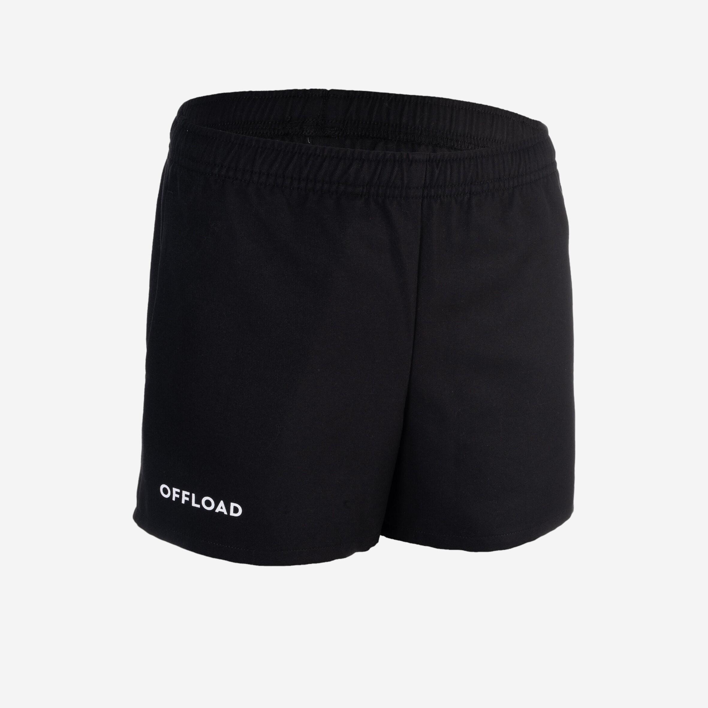 Offload Rugbyshorts R100 mit Taschen Kinder schwarz