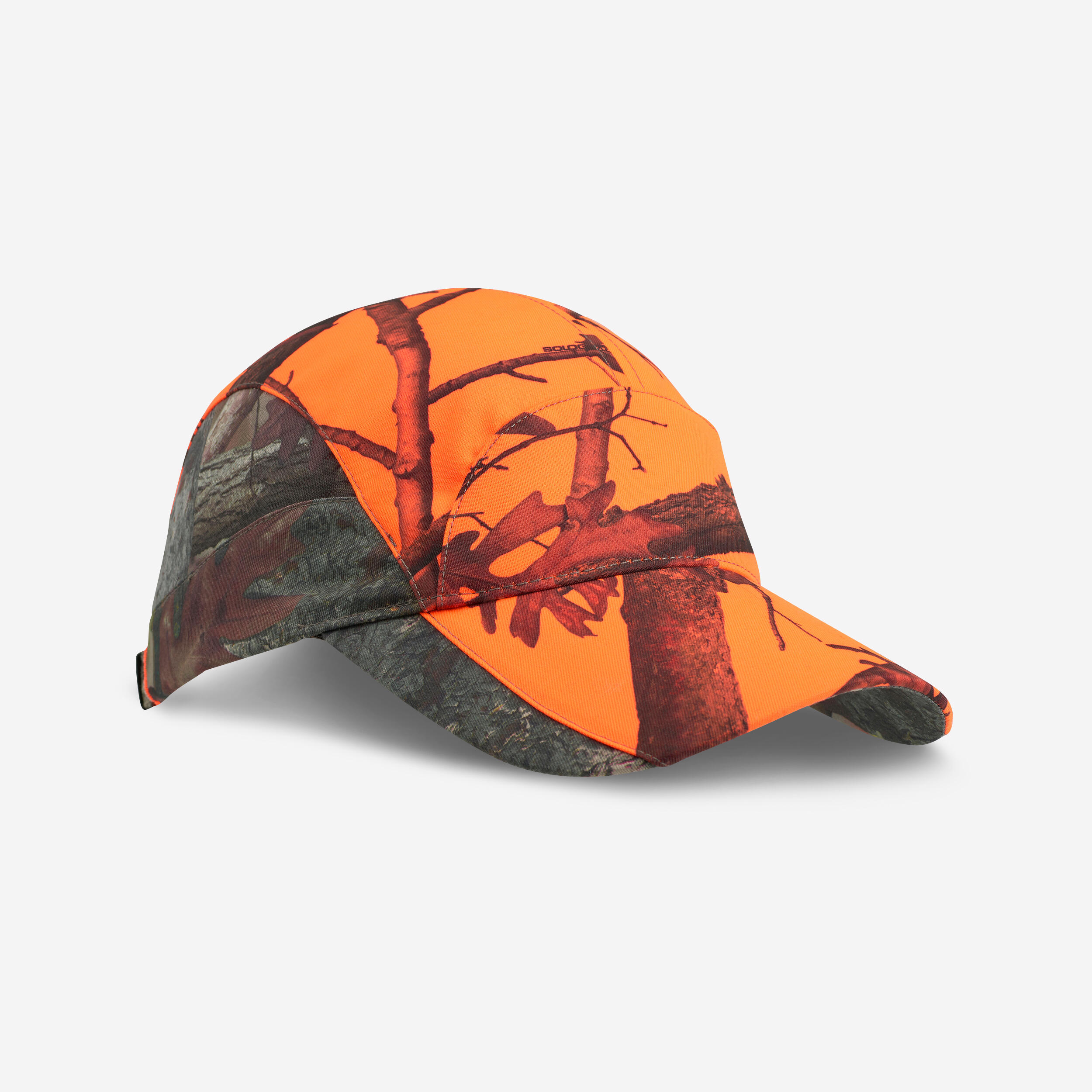 Solognac Jagdmütze/ Schirmmütze Damen 500 leicht, atmungsaktiv, camouflage/ orange