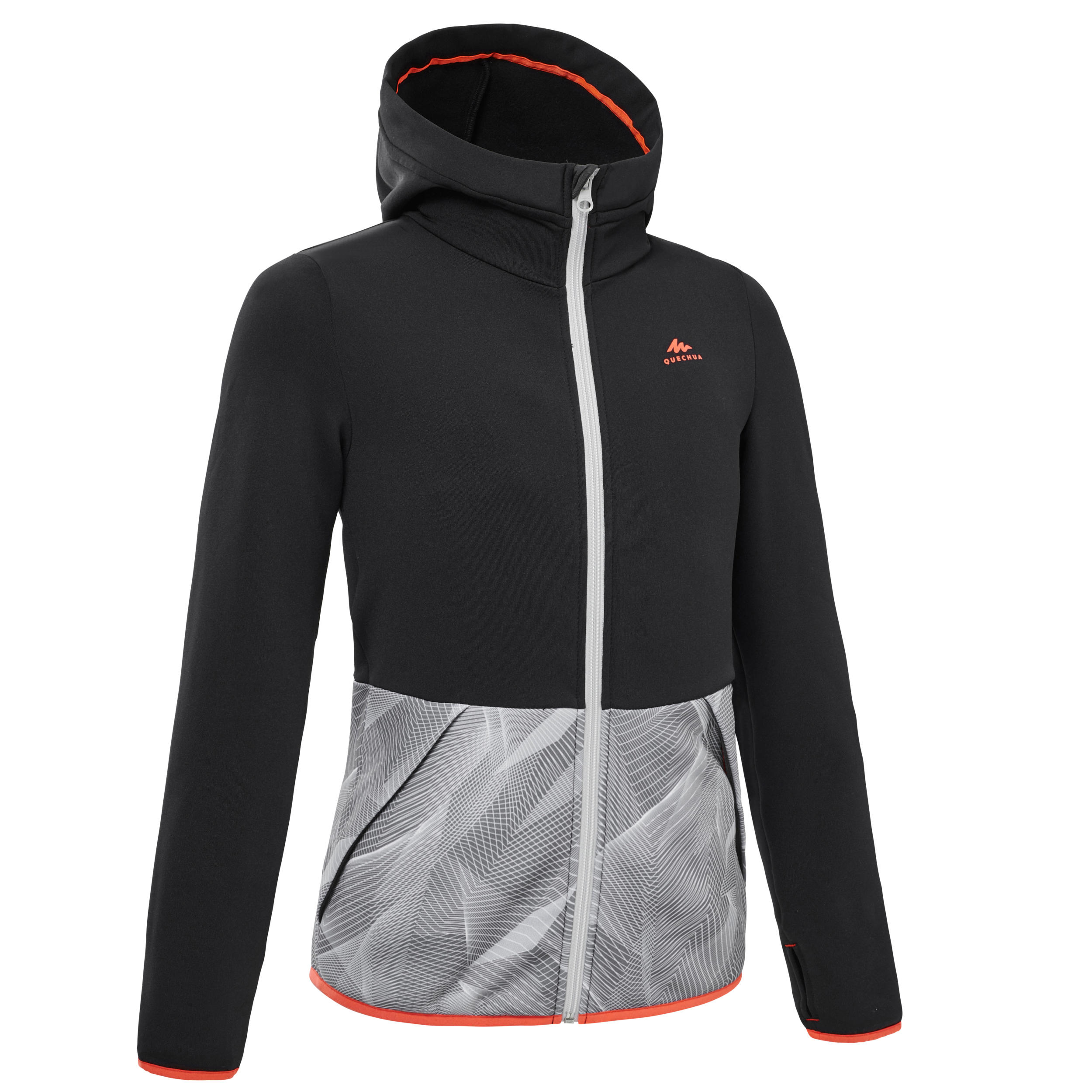 Quechua Fleecejacke Bergwandern MH500 Kinder GR. 122–170 schwarz/grau