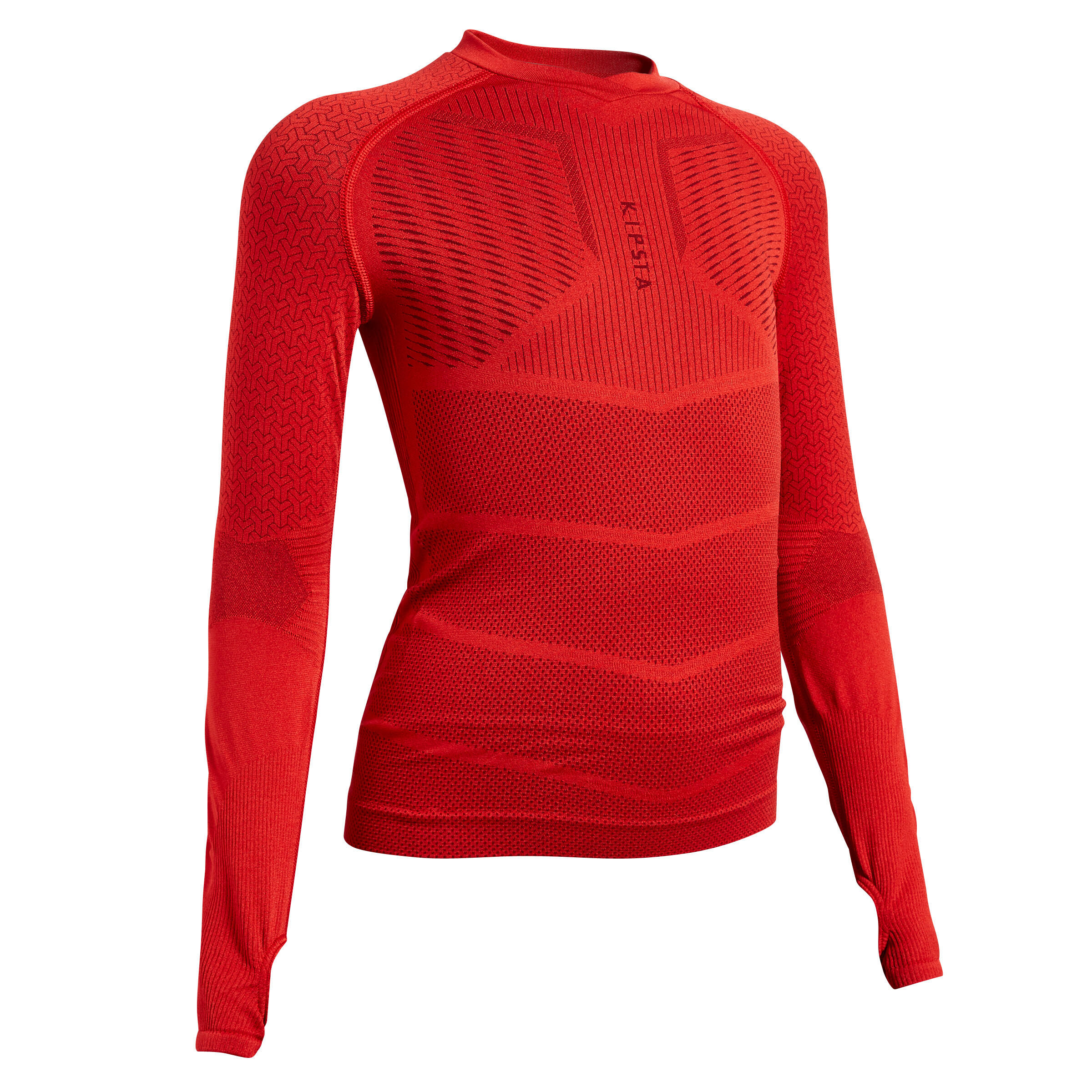 Kipsta Funktionsshirt langarm Keepdry 500 Fussball Kinder rot
