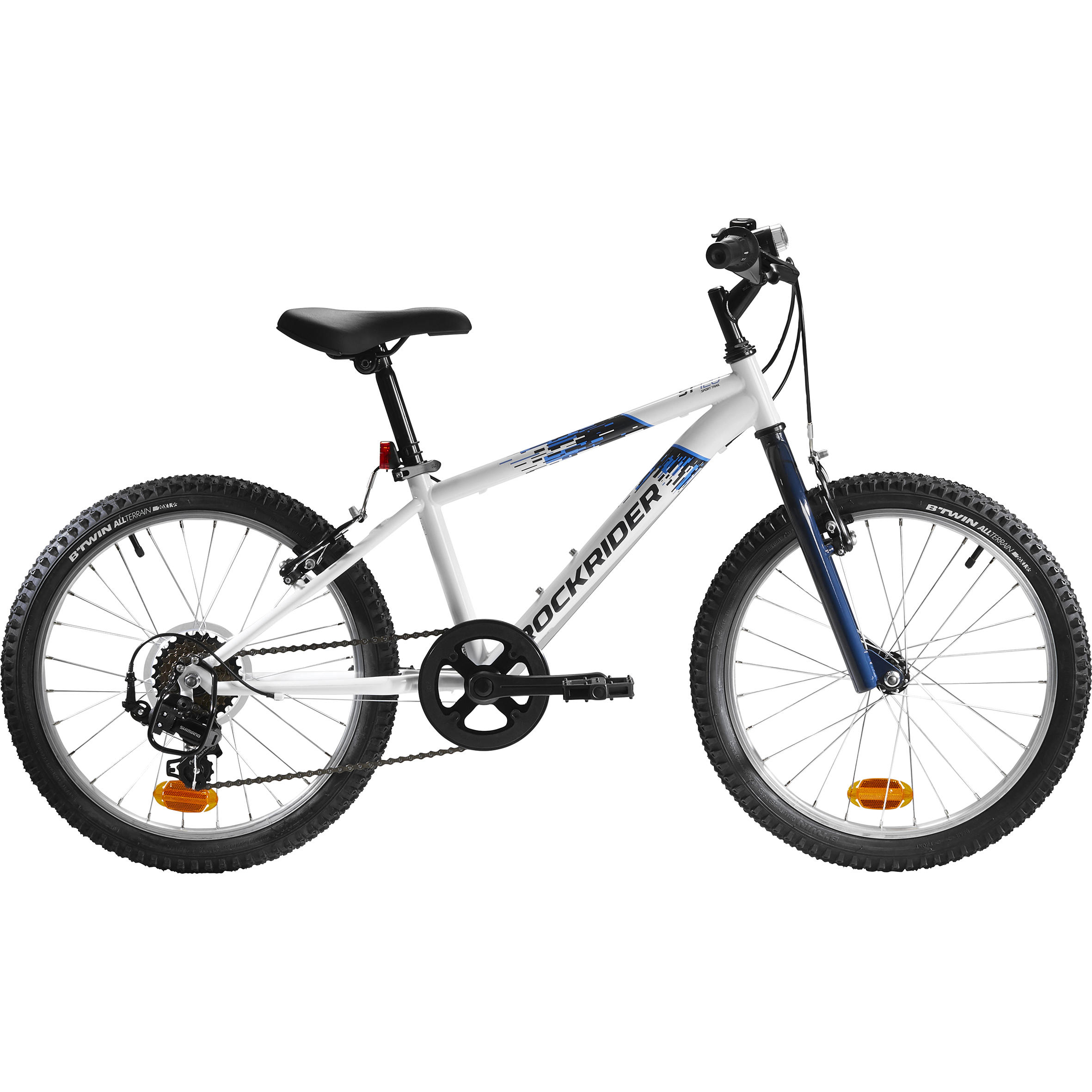 Btwin Mountainbike Kinderfahrrad 20 Zoll Rockrider ST 120 weiss/blau