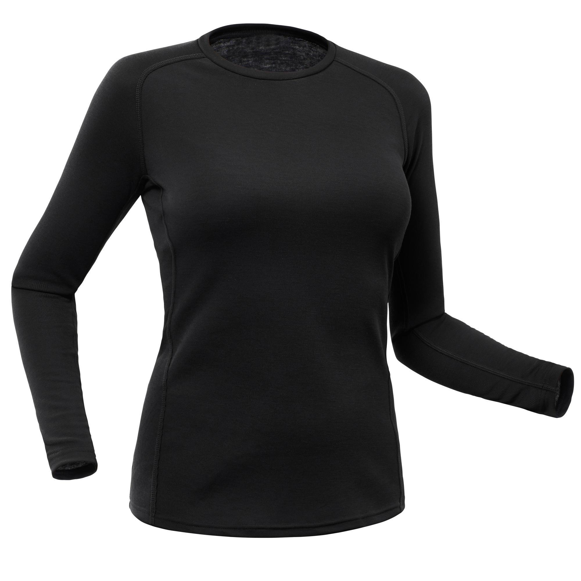 Wedze Skiunterwäsche Funktionsshirt Damen - BL 100 schwarz