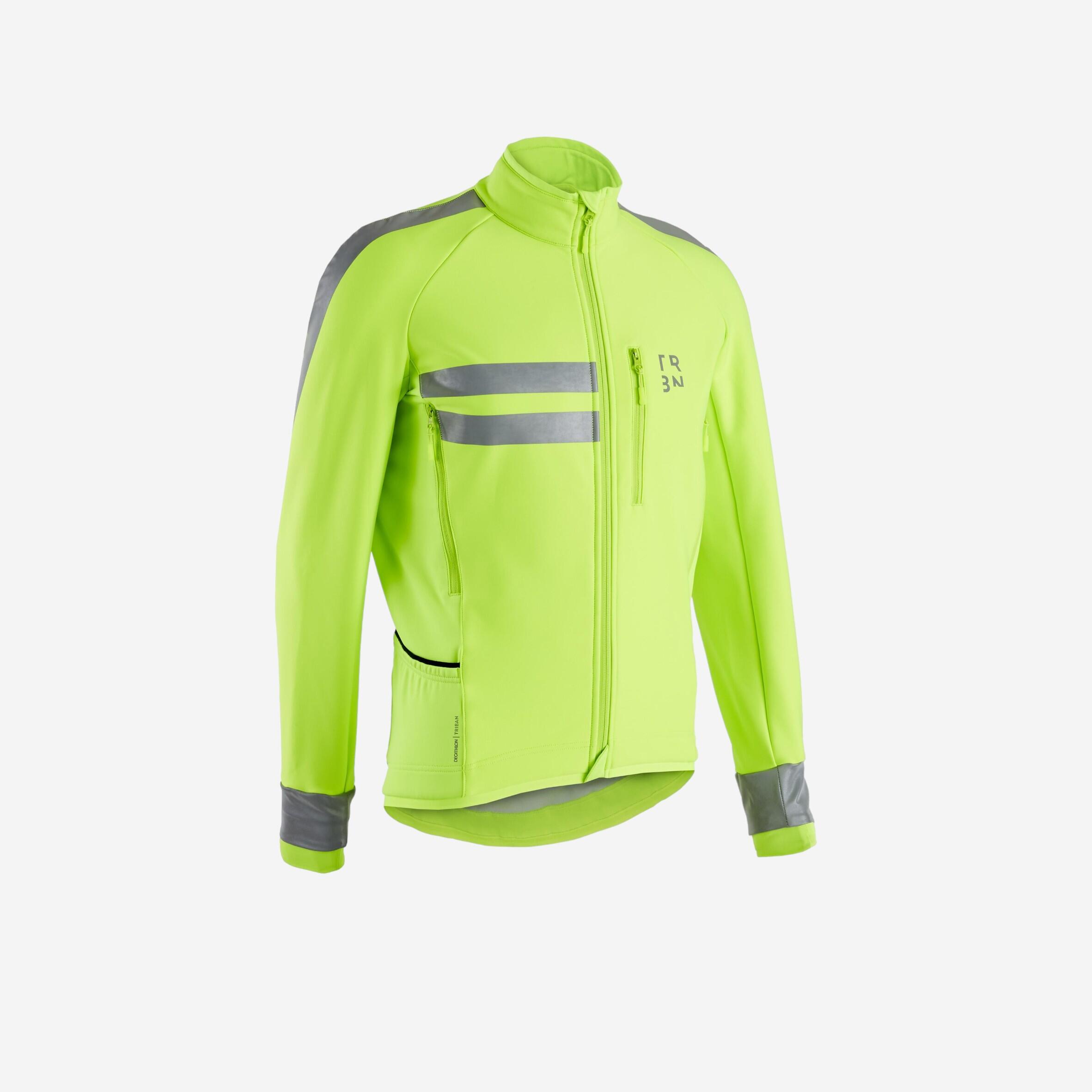 Triban Fahrrad Winterjacke Rennrad RC 500 Herren neongelb (Super sichtbar)