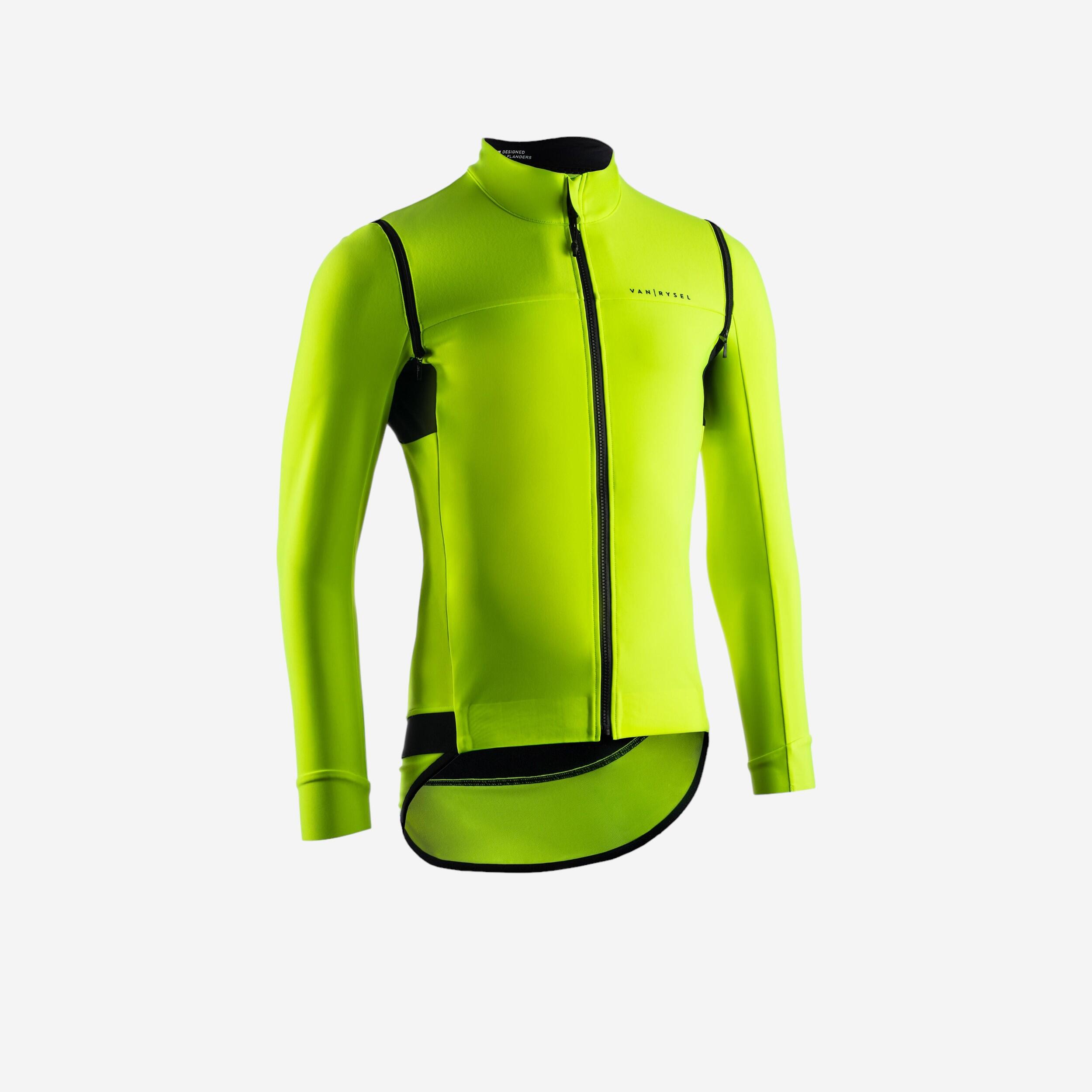 Van Rysel Regenjacke Rennrad langarm anpassbar Racer Herren neongelb