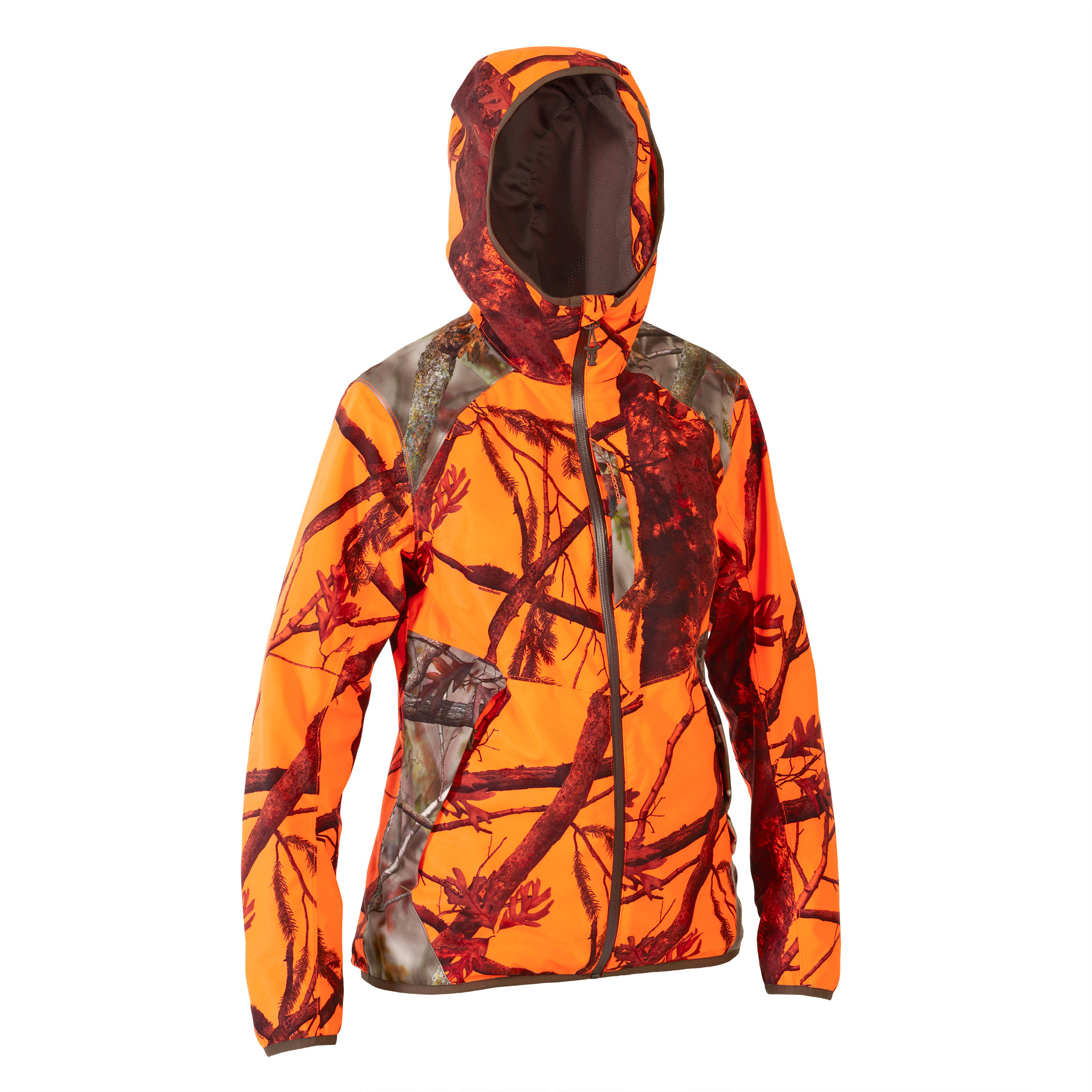 Solognac Jagdjacke Regenjacke 500 Damen geräuscharm camouflage/orange