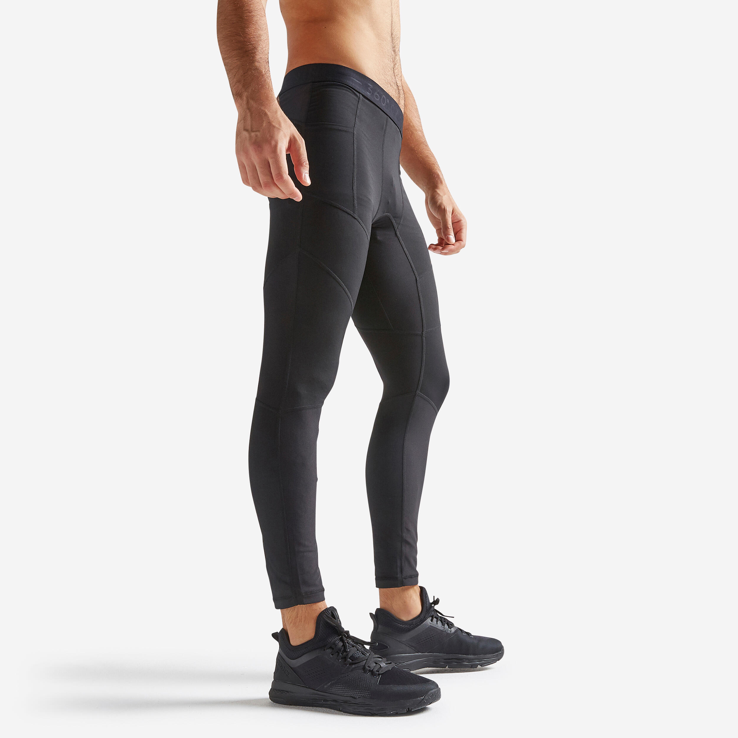 Domyos Leggings Fitness 500 atmungsaktiv Herren schwarz