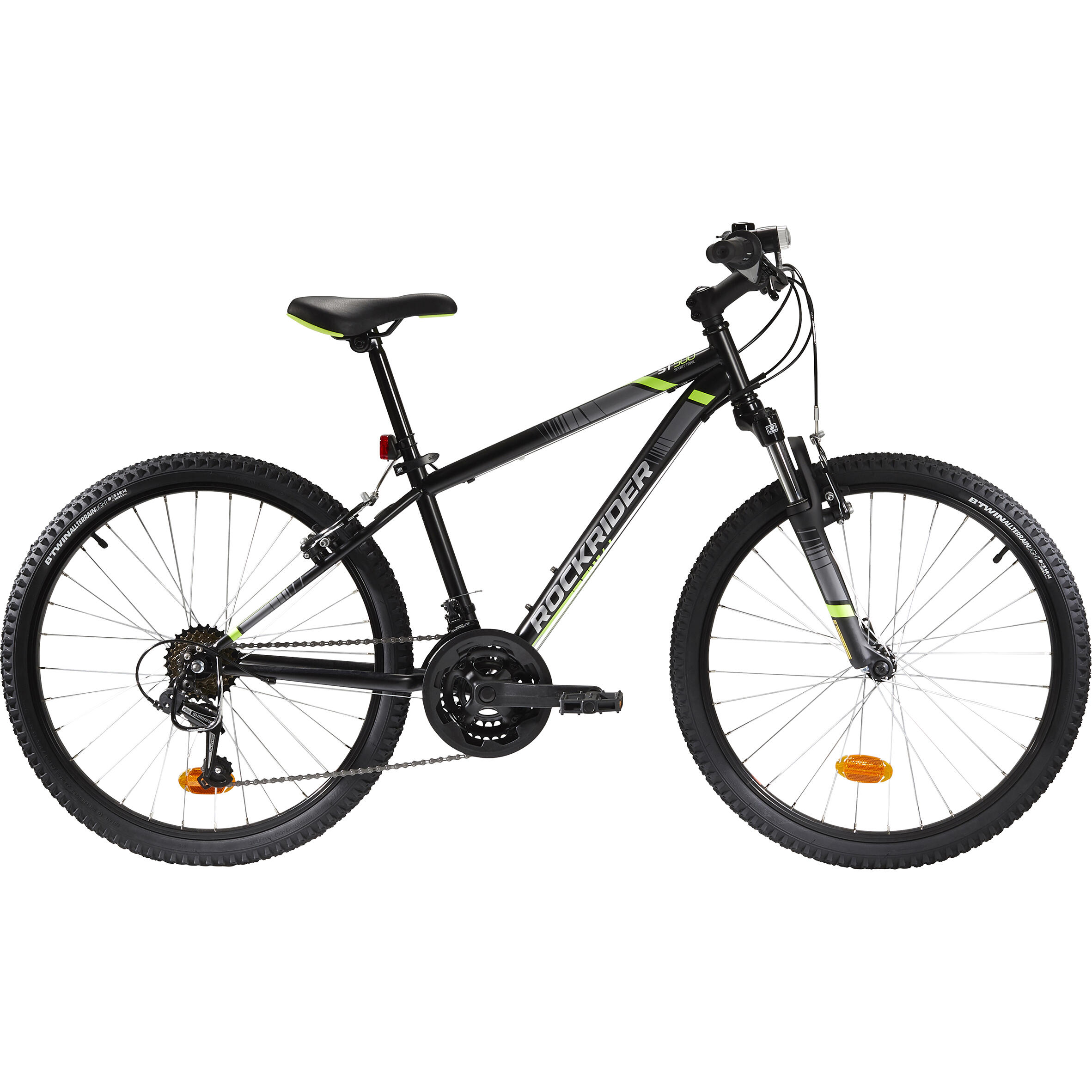 Btwin Mountainbike Kinderfahrrad 24 Zoll Rockrider ST 500 schwarz/gelb