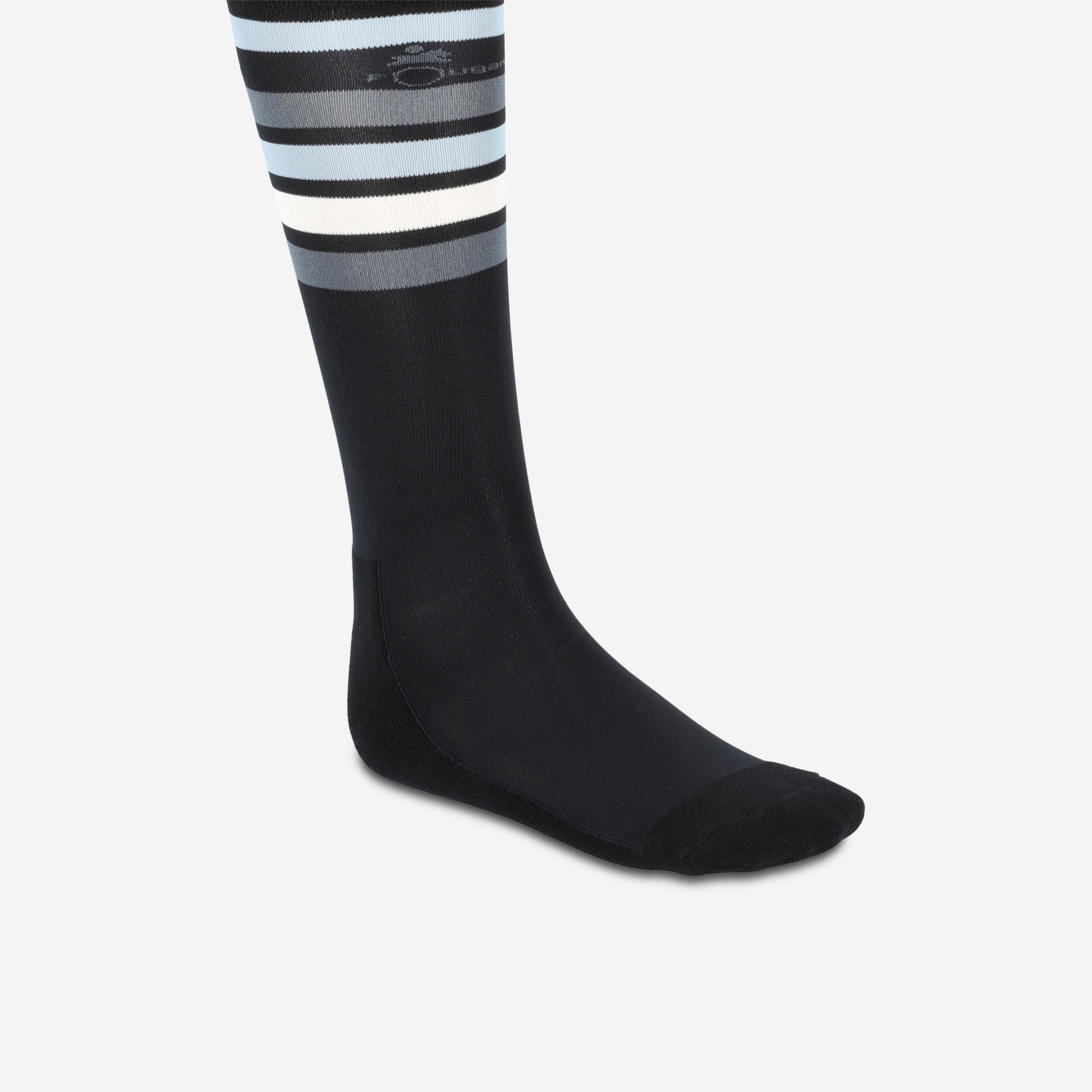 Fouganza Reitsocken 100 Erwachsene schwarz/weiss/grau gestreift