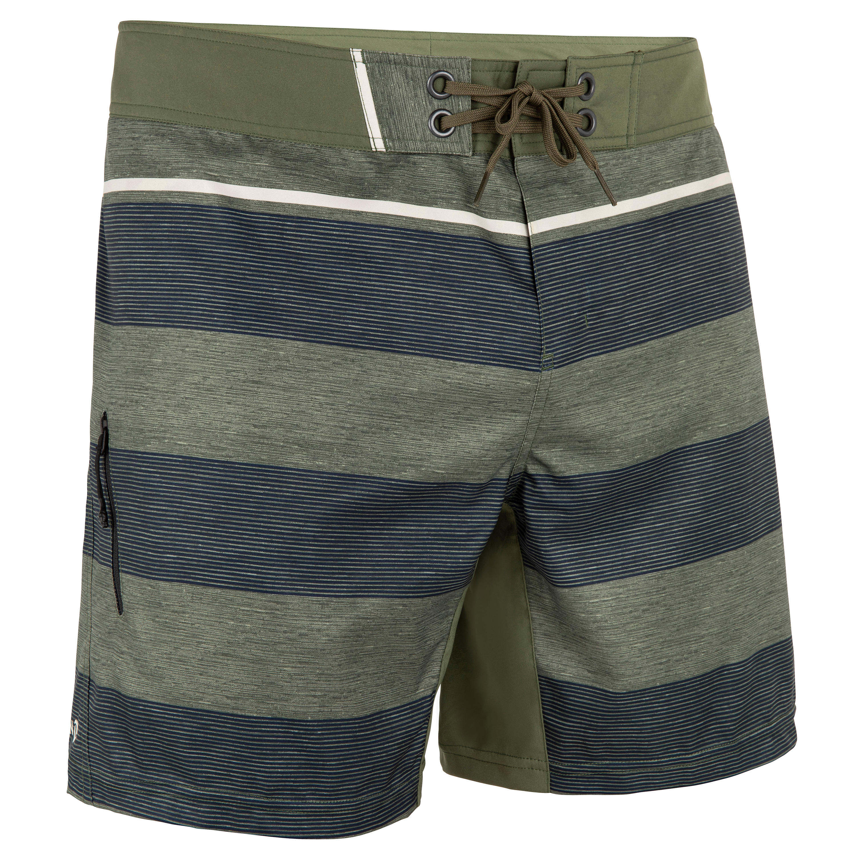 Olaian Boardshorts Surfen Herren kurz 500 Lines grün/grau