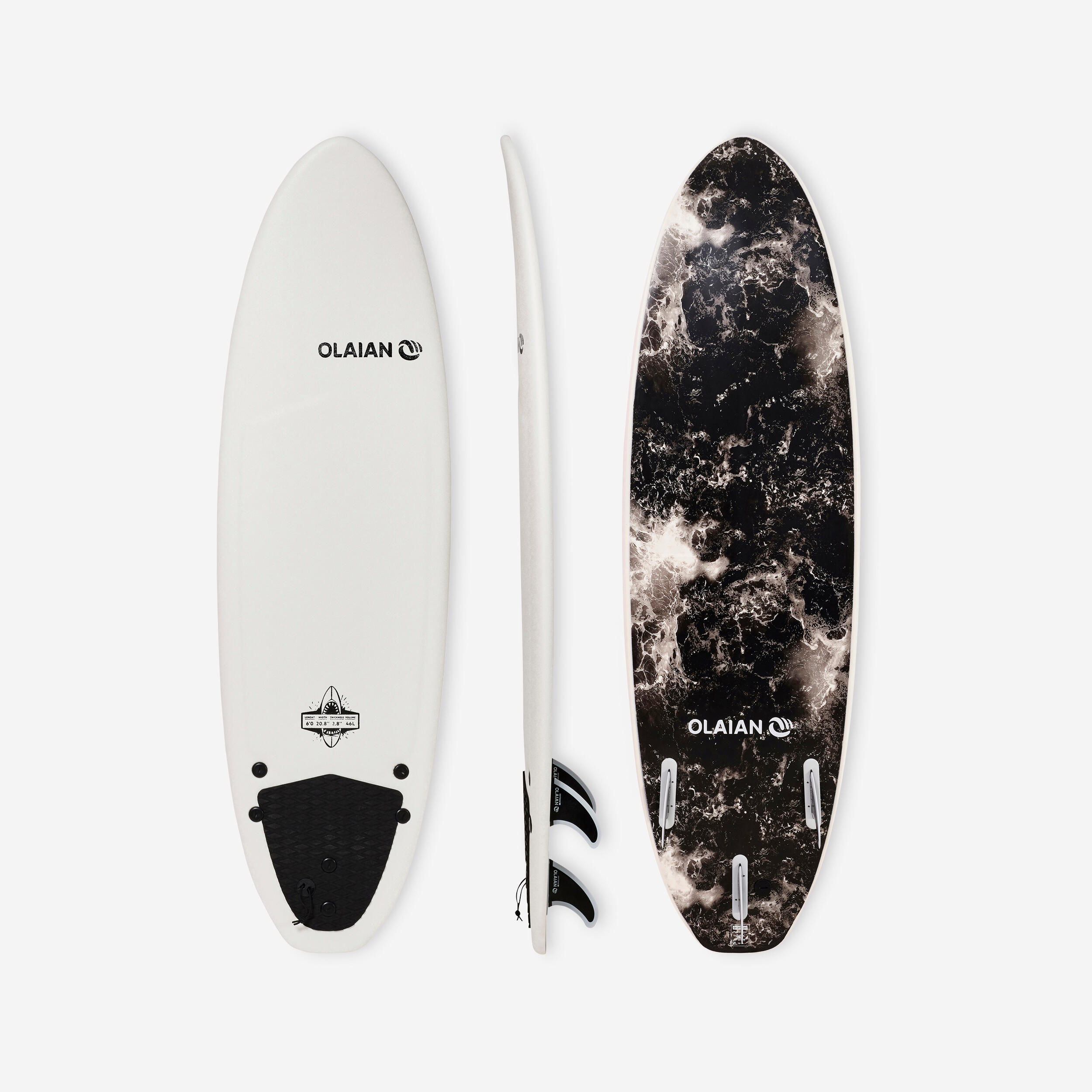 Olaian Surfboard 900 Schaumstoff Soft 6' inkl. 3 Finnen