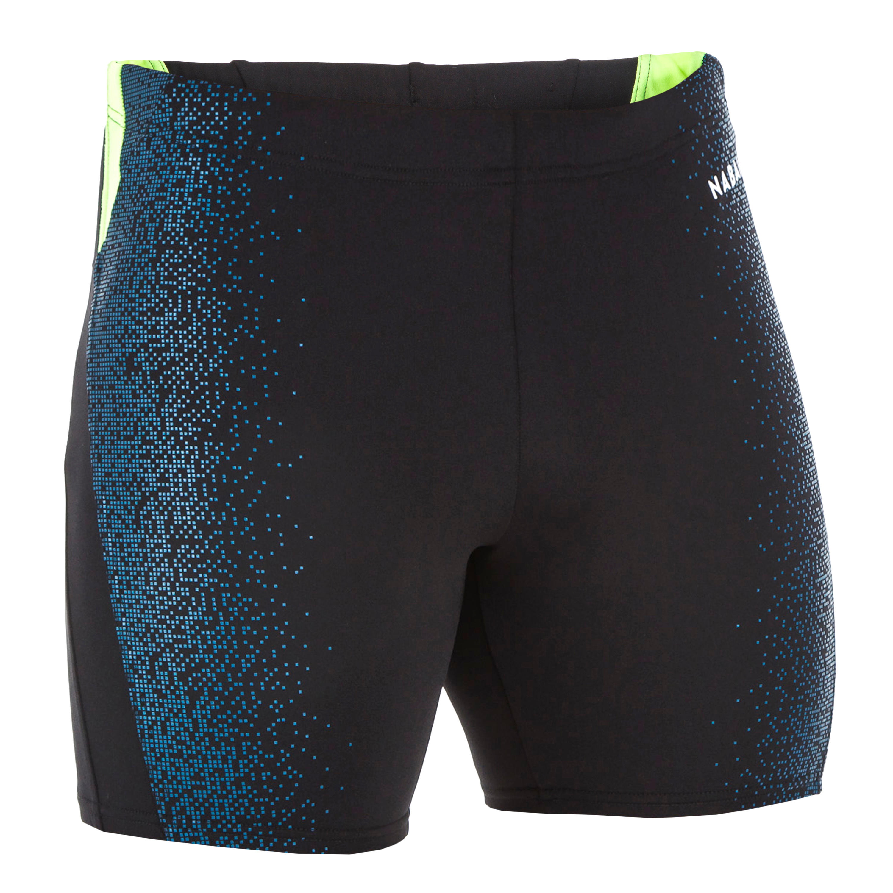 Nabaiji Badehose Boxer Long Herren schwarz/blau/gelb
