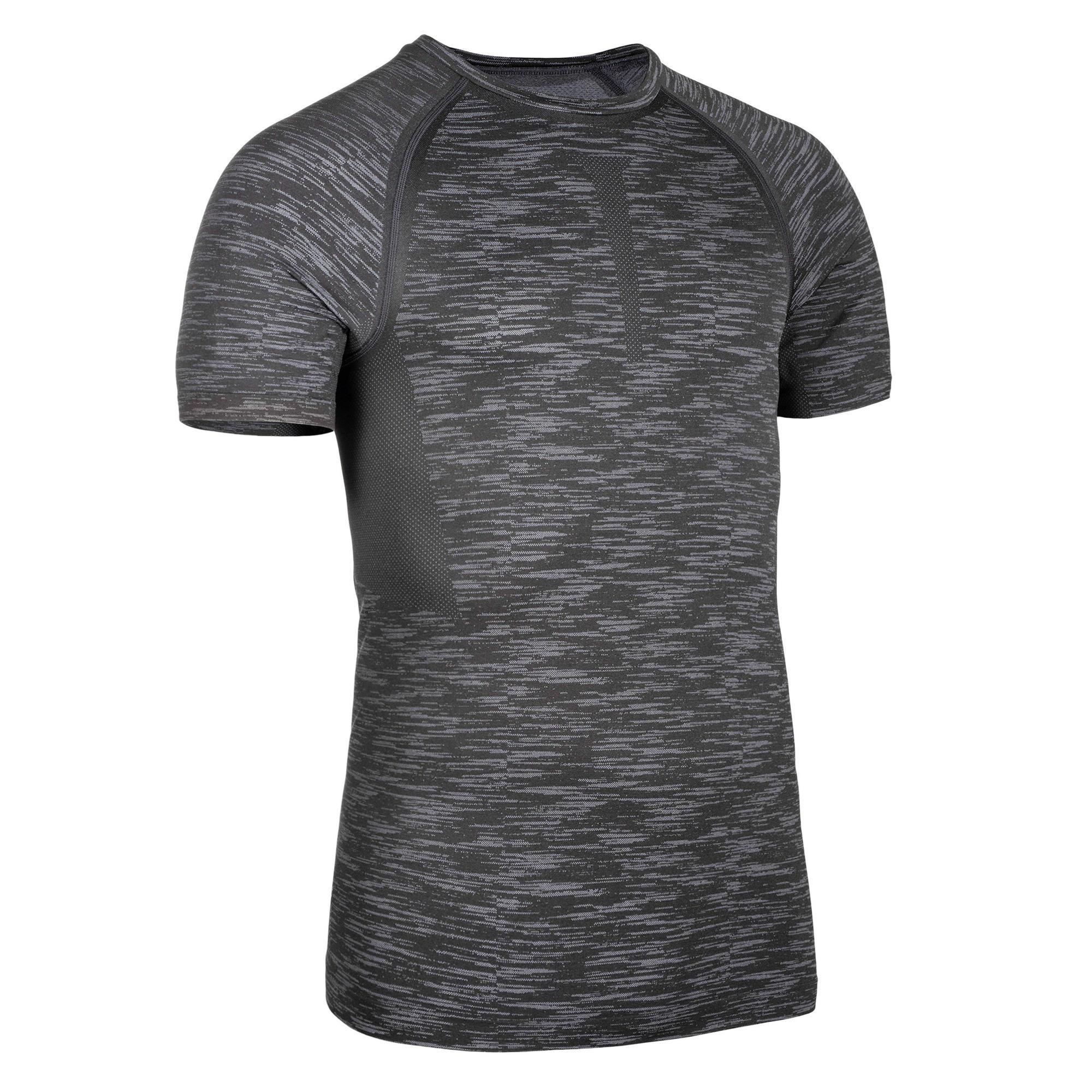 Domyos Kompressionsshirt Fitness Cardio grau meliert