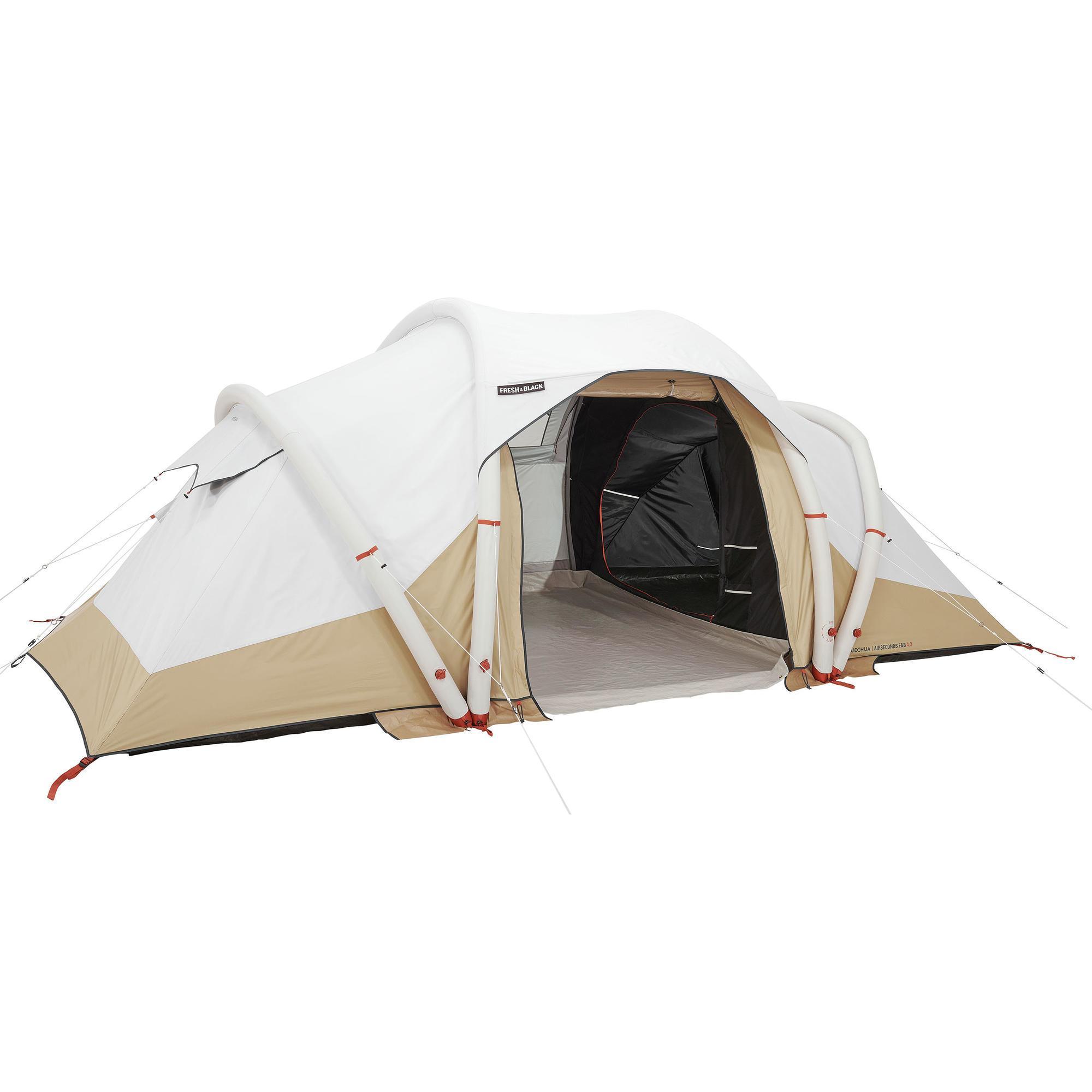 Quechua Familienzelt aufblasbar Fresh & Black - Air Seconds 4.2 für 4 Personen 2 Kabinen