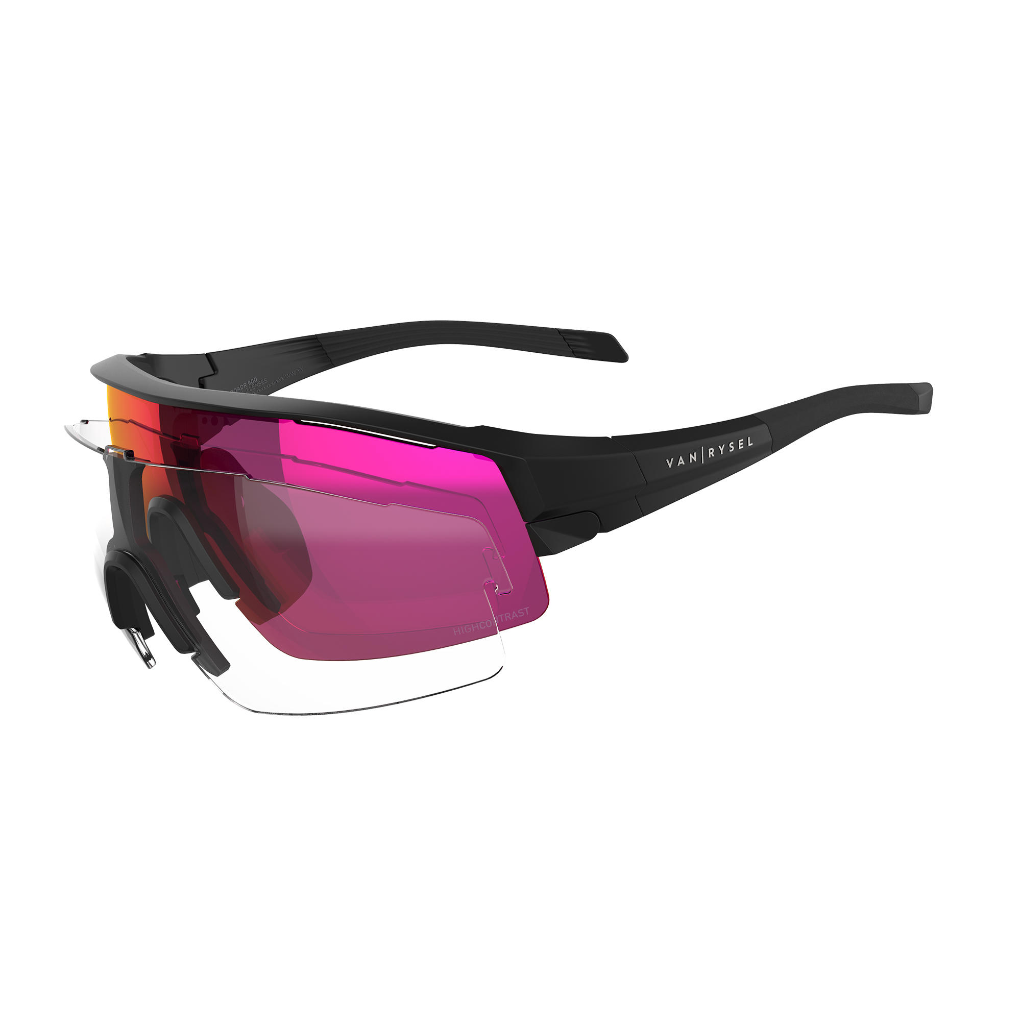 Van Rysel Fahrradbrille Rennrad RR 900 PK2 High Definition Kat. 3 schwarz + Kat. 0