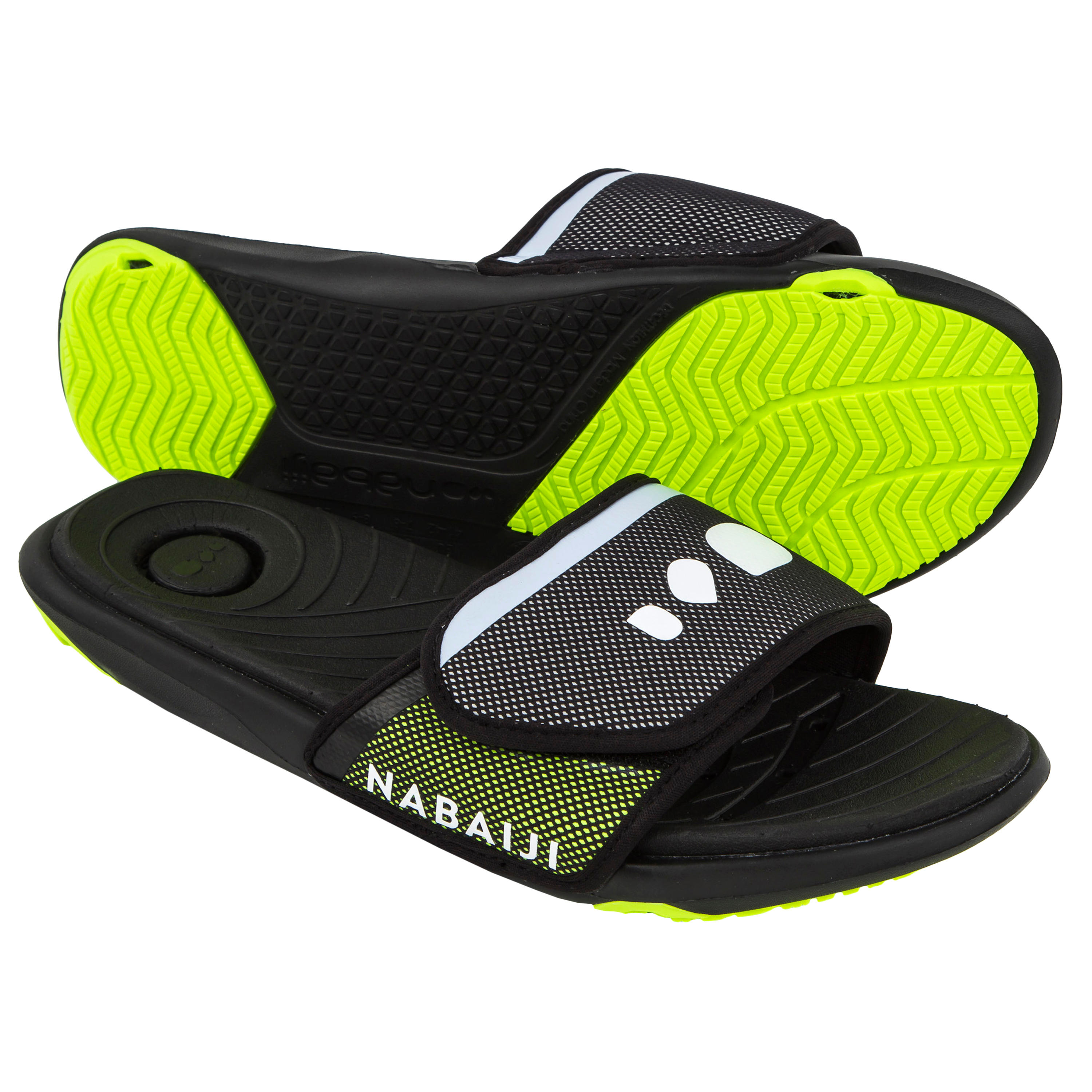 Nabaiji Badelatschen Slap 900 Soft Herren schwarz/gelb