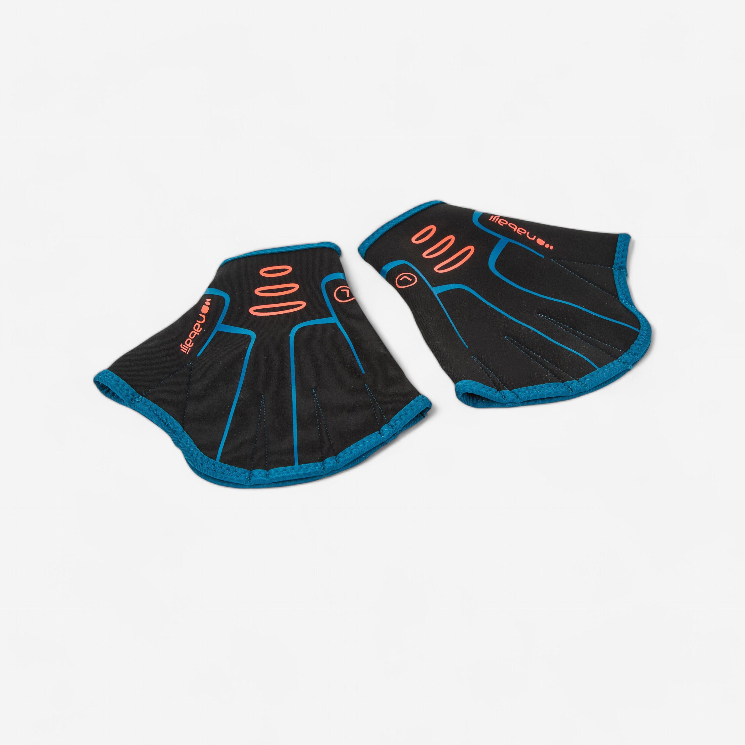 Nabaiji 1 Paar Aquahandschuhe Neopren in Schwimmflossenform Aquagym schwarz